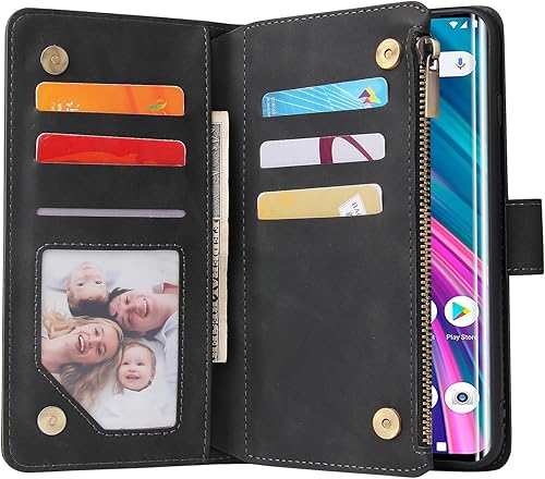 Miniatura 7 de Asuwish Funda compatible con BLU Bold N2, protector de pantalla de vidrio templado y funda de cuero con tapa para tarjetero, accesorios para