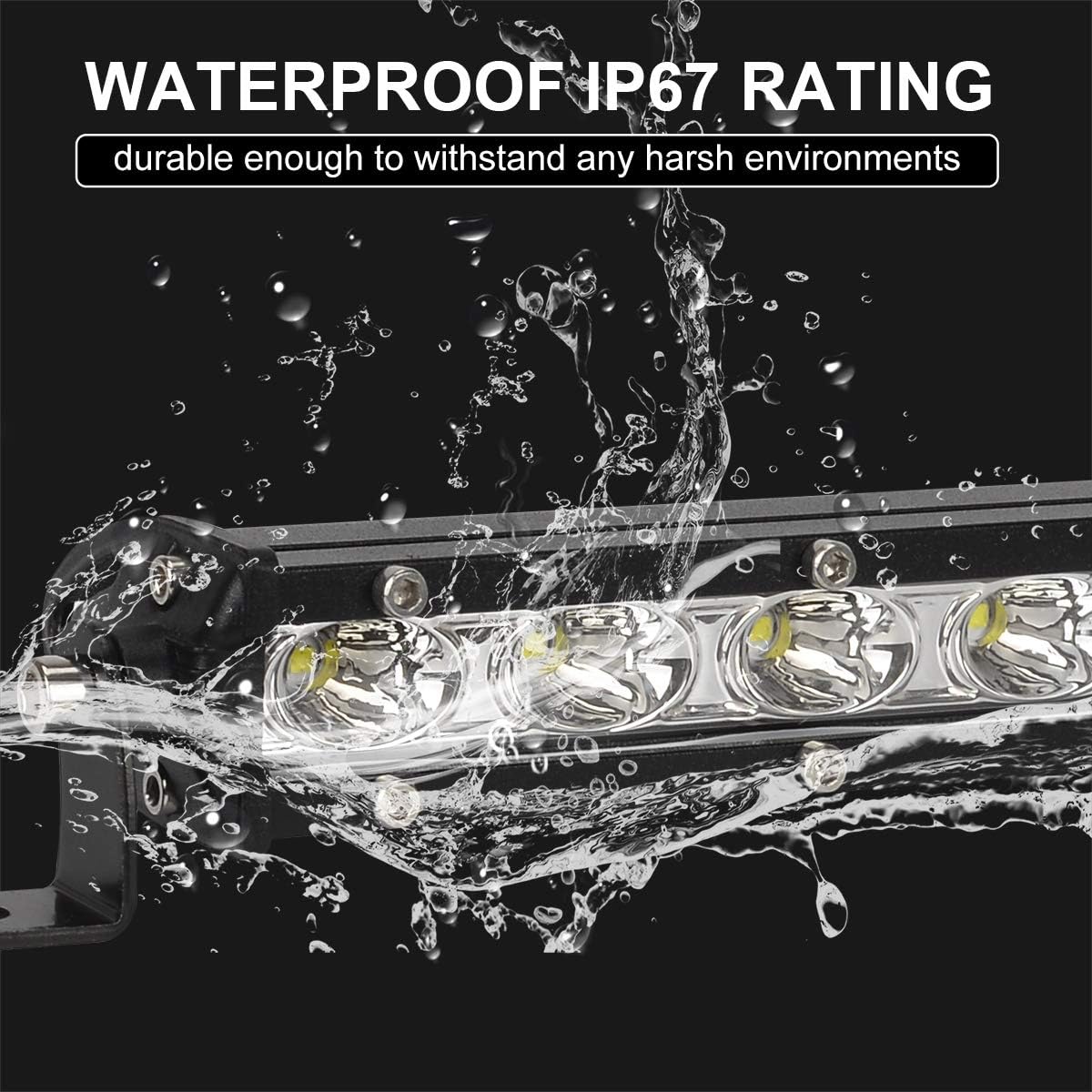 12 Inch Single Row Led Light Bar - BEAMCORN Ultra-Slim [14in w/Bracket] 80W 10000LM Combo Spot Flood Light for Offroad Trucks ATV UTV SUV Boat Waterproof