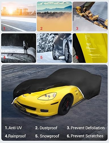 Miniatura 9 de Proadsy Funda para Coche Actualizada 2026 Ajuste Personalizado para Corvette C6 Stingray Z06 Z51 2005-2013 Resistente al Viento Todo Clima