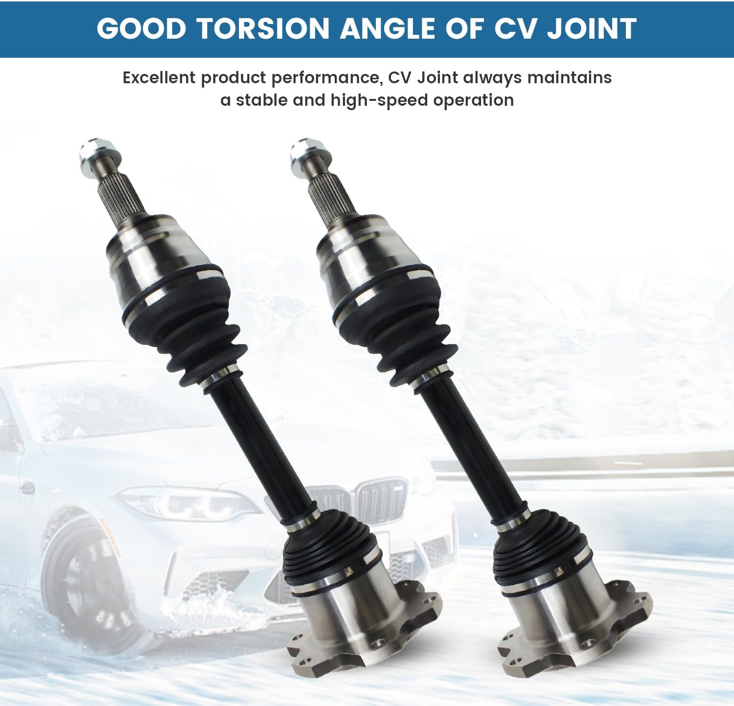 Front CV Axle Shaft Assembly Fit for Chevy Avalanche 2500 Silverado 1500 2500 3500 Suburban & GMC Sierra 1500HD Yukon XL & Hummer H2 [6-Lug 4WD], 2CPS CV Half Shaft Axle Left & Right 66-1325 60-1325