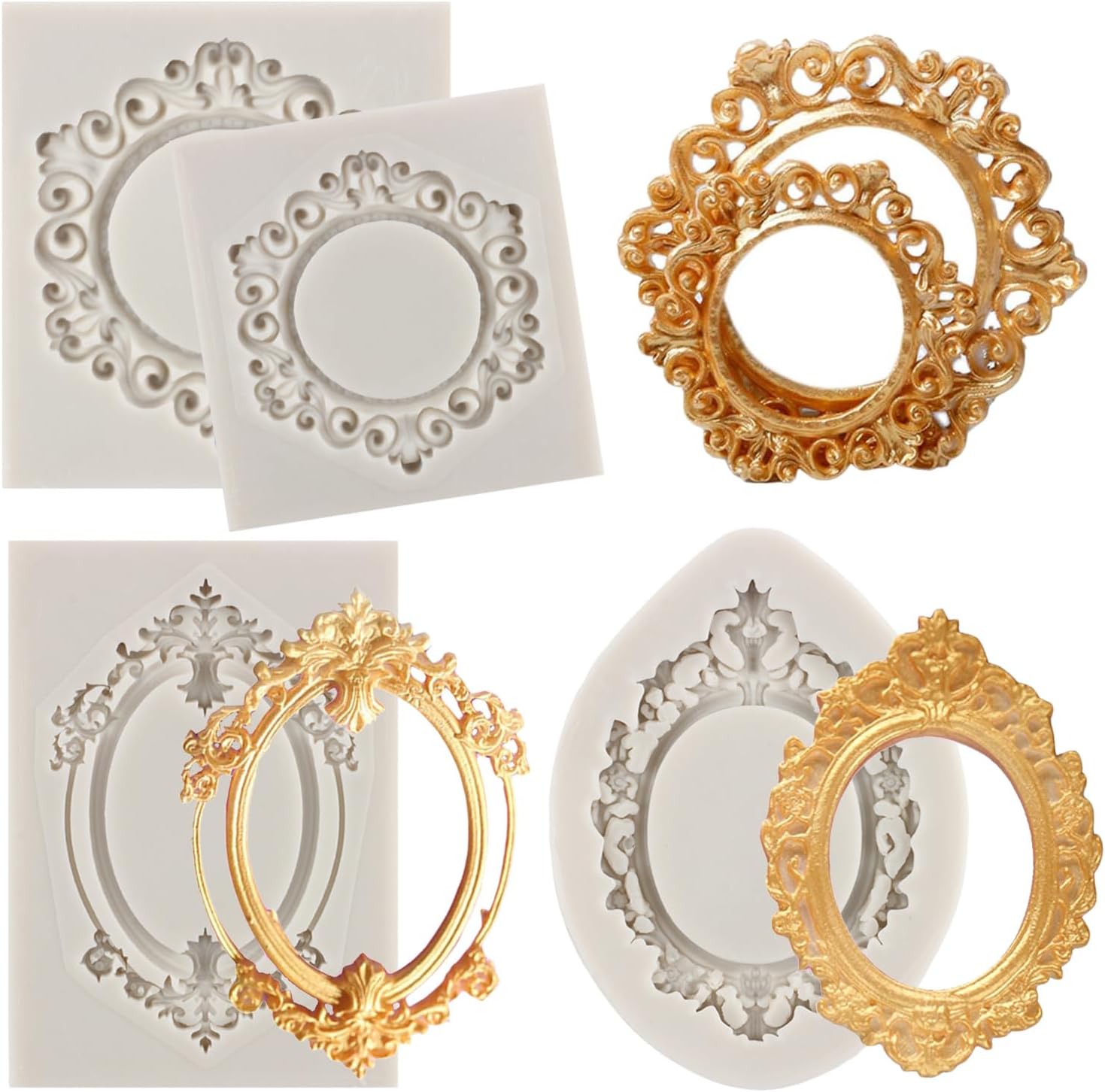 TEYOULIN Photo Frame Fondant Molds Picture Frames Silicone