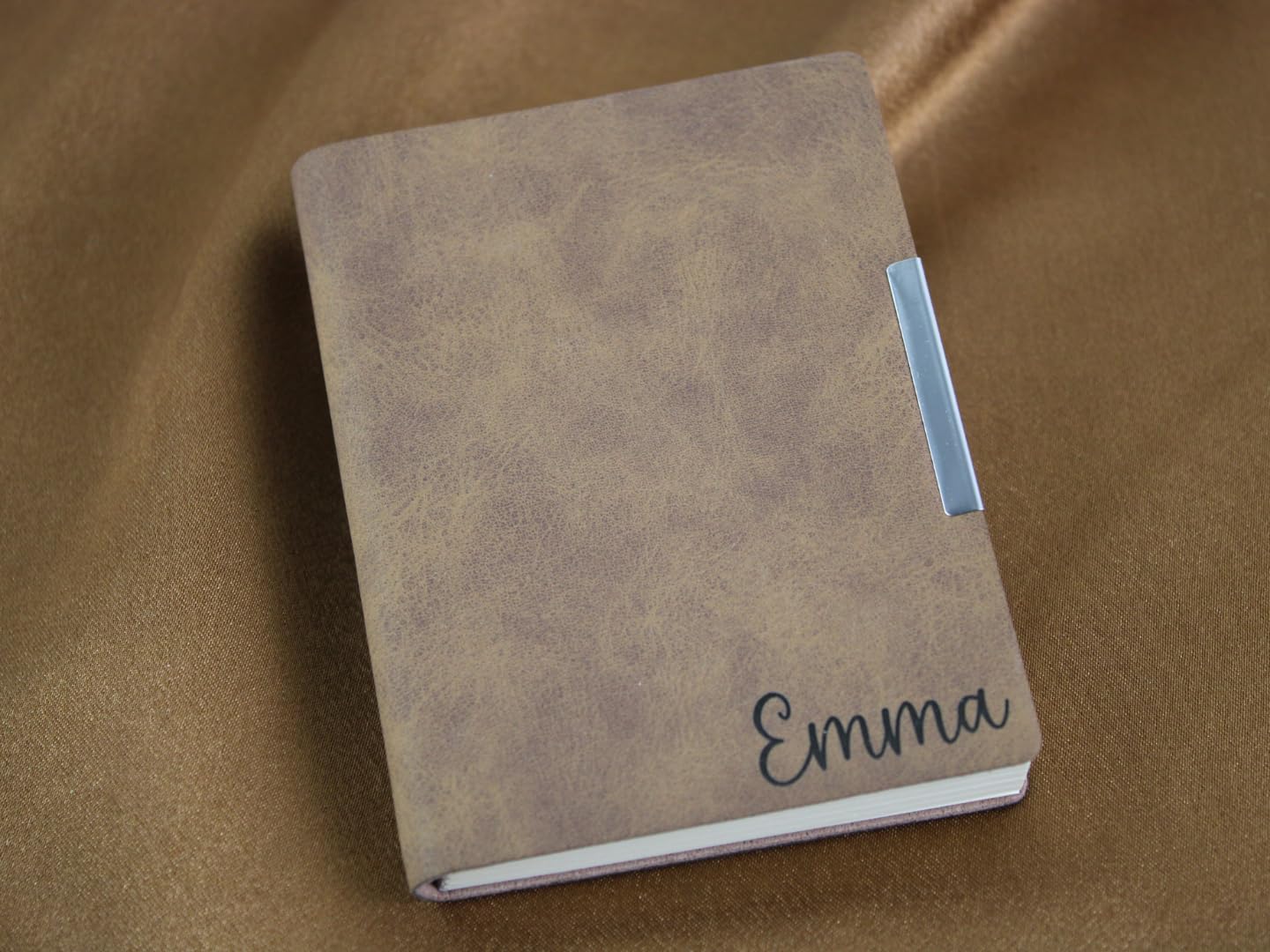 Tailored Touch Bespoke Gifts Pocket Brown Leatherette Personalised Custom A6 Engraved Notebook Journal