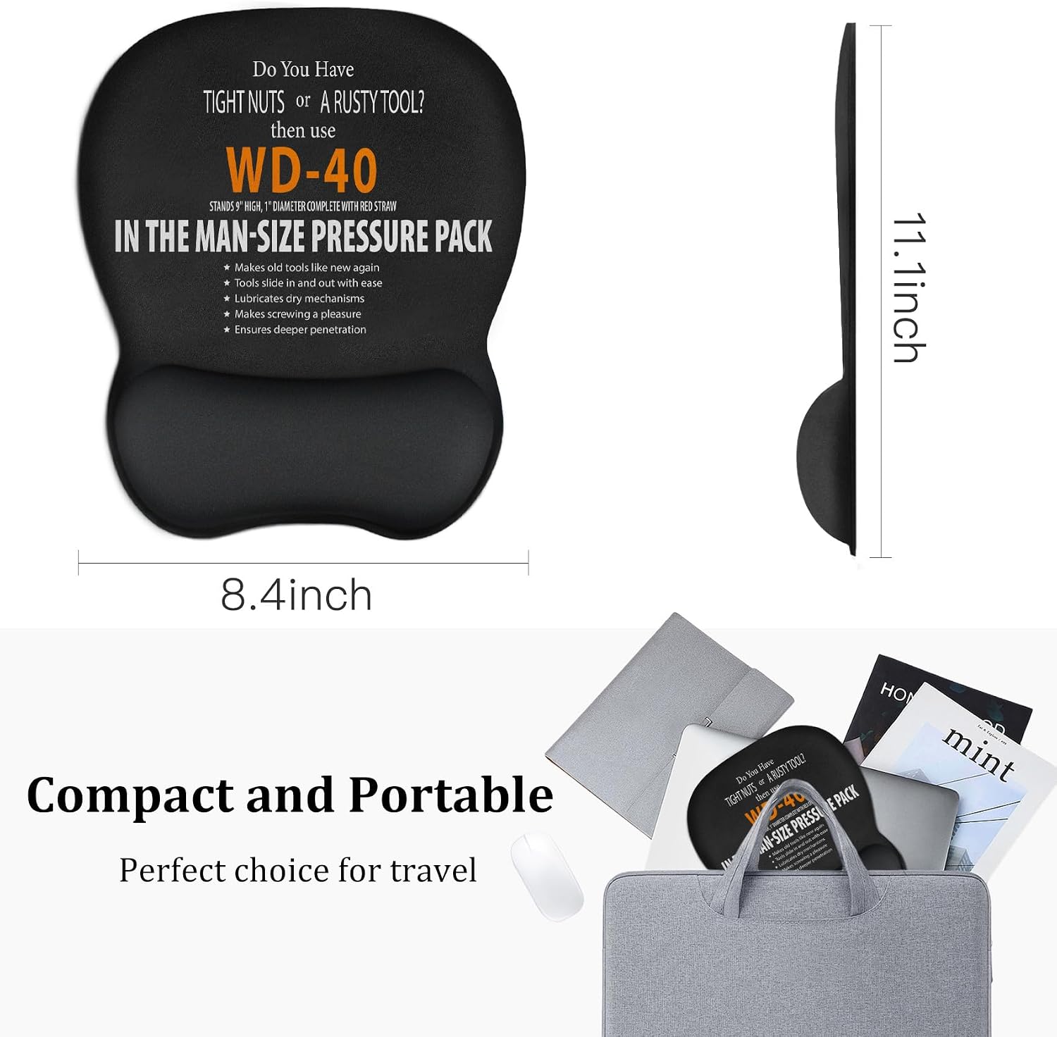 Funny Ergonomic Mouse Pad with Wrist Rest for Desk, Small Non-Slip Rubber Base Mousepad for Pain Relief Computer Laptop Home Office Desk Decor Accessories Friends Work Gifts for Men image 5