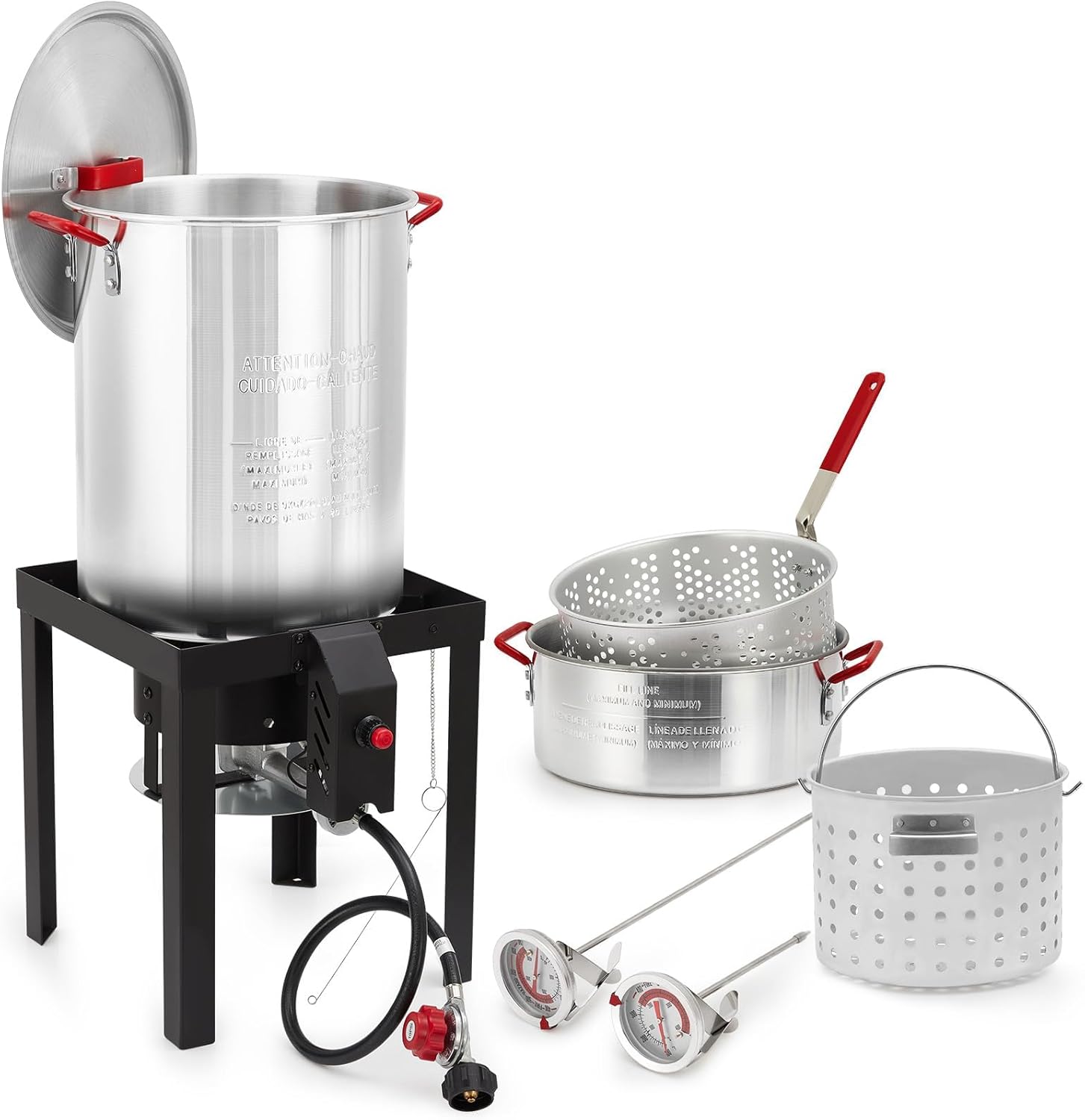 30 Qt Turkey Deep Fryer & 10 Qt Fish Fryer Kit,38,000 BTU Outdoor Propane Burner, Includes 10 Qt Fry Basket, Thermometer & Turkey Rack,Aluminum Pot & Steel Stand for Backyard, Camping
