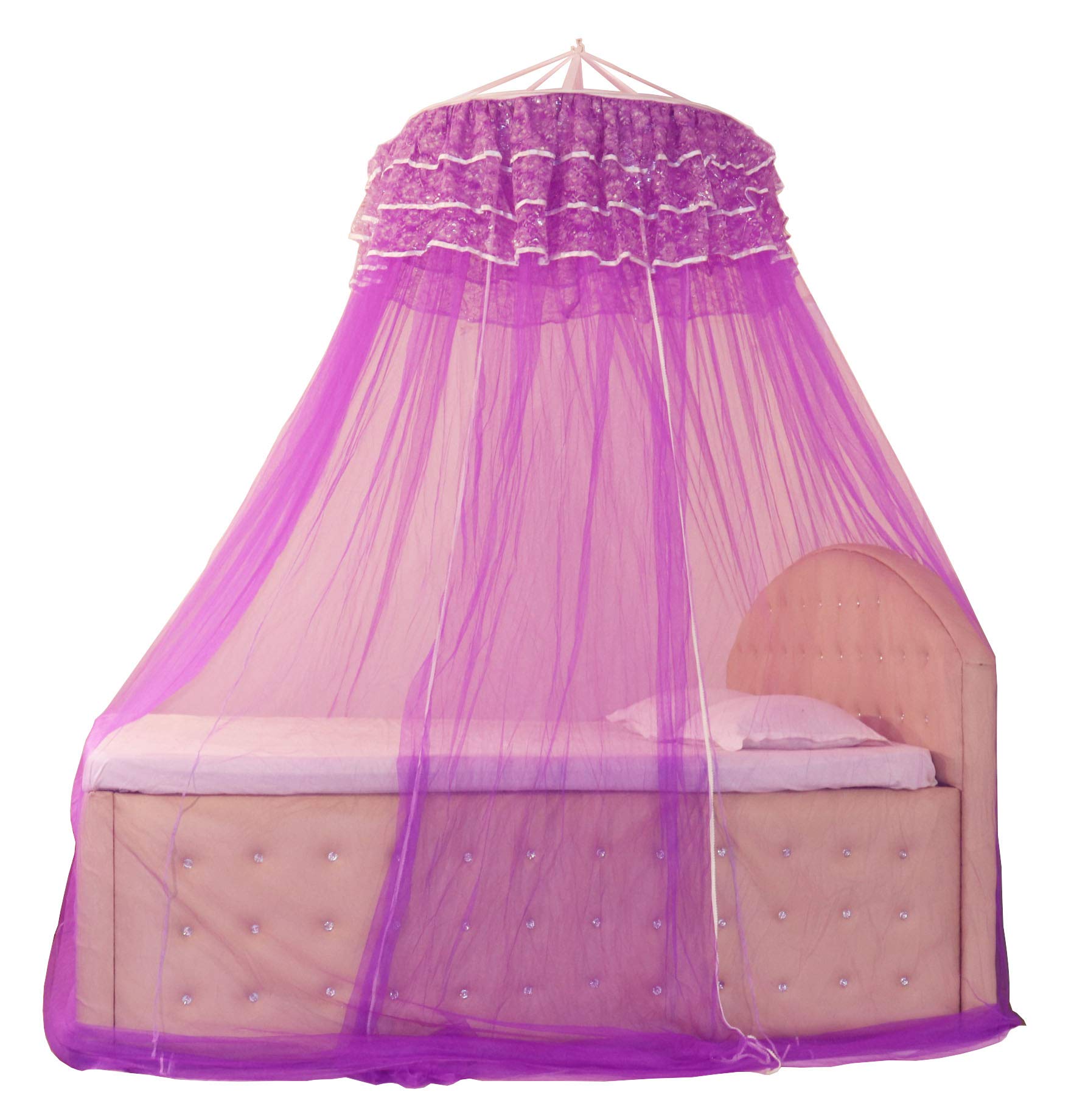 Homecute Hanging Decorative Canopy Double Bed Mosquito Net (Traditional Net Embroidery Lase Violet) (B07Z56H216) Amazon Price History, Amazon Price Tracker
