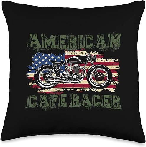 American Cafe Racer Biker Men Women Adult Teens Boys Girls Throw Pillow, 16x16, Multicolor