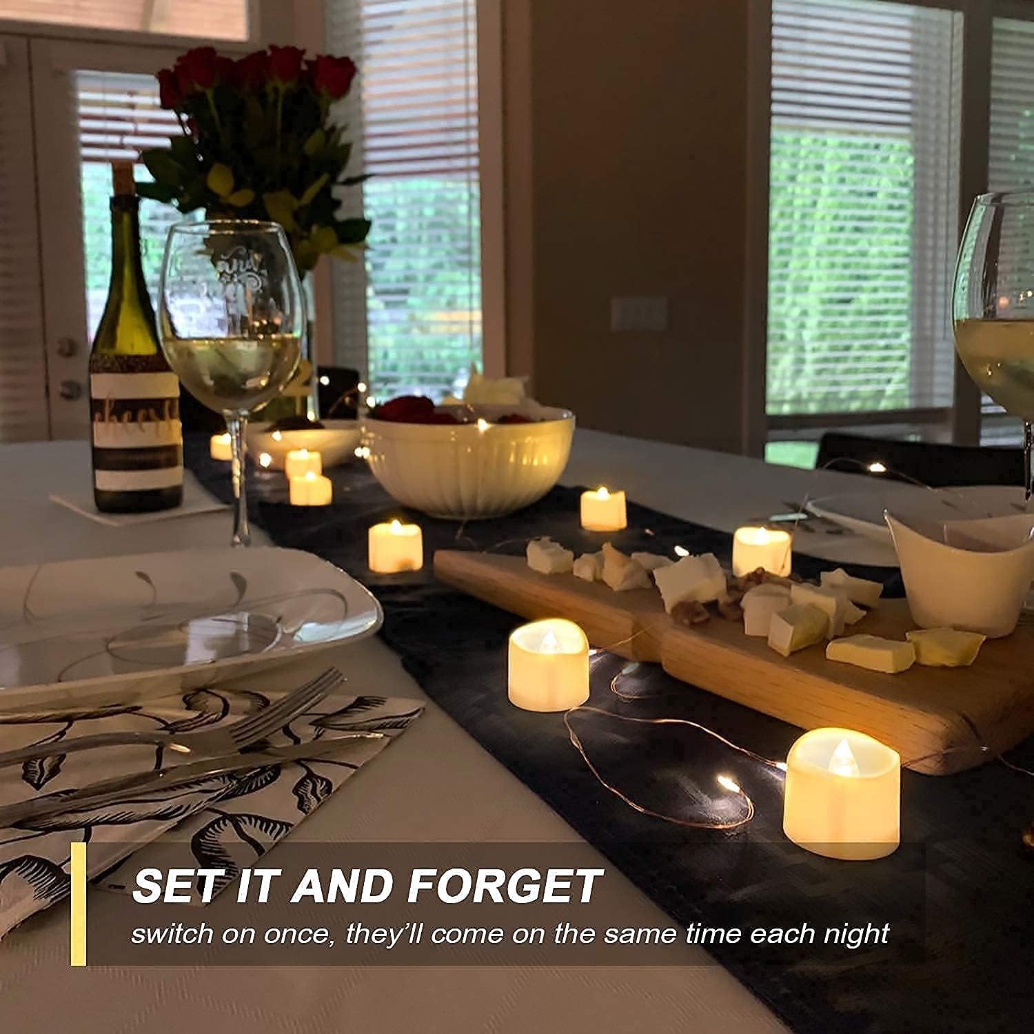 Homemory 24pcs LED Tea Lights with Timer, Battery Operated Tea Candles, Flameless Flickering Electric Candles with Timer for Table Centerpieces, Mood Lighting and Home Decor, : Tools & Home Improvement