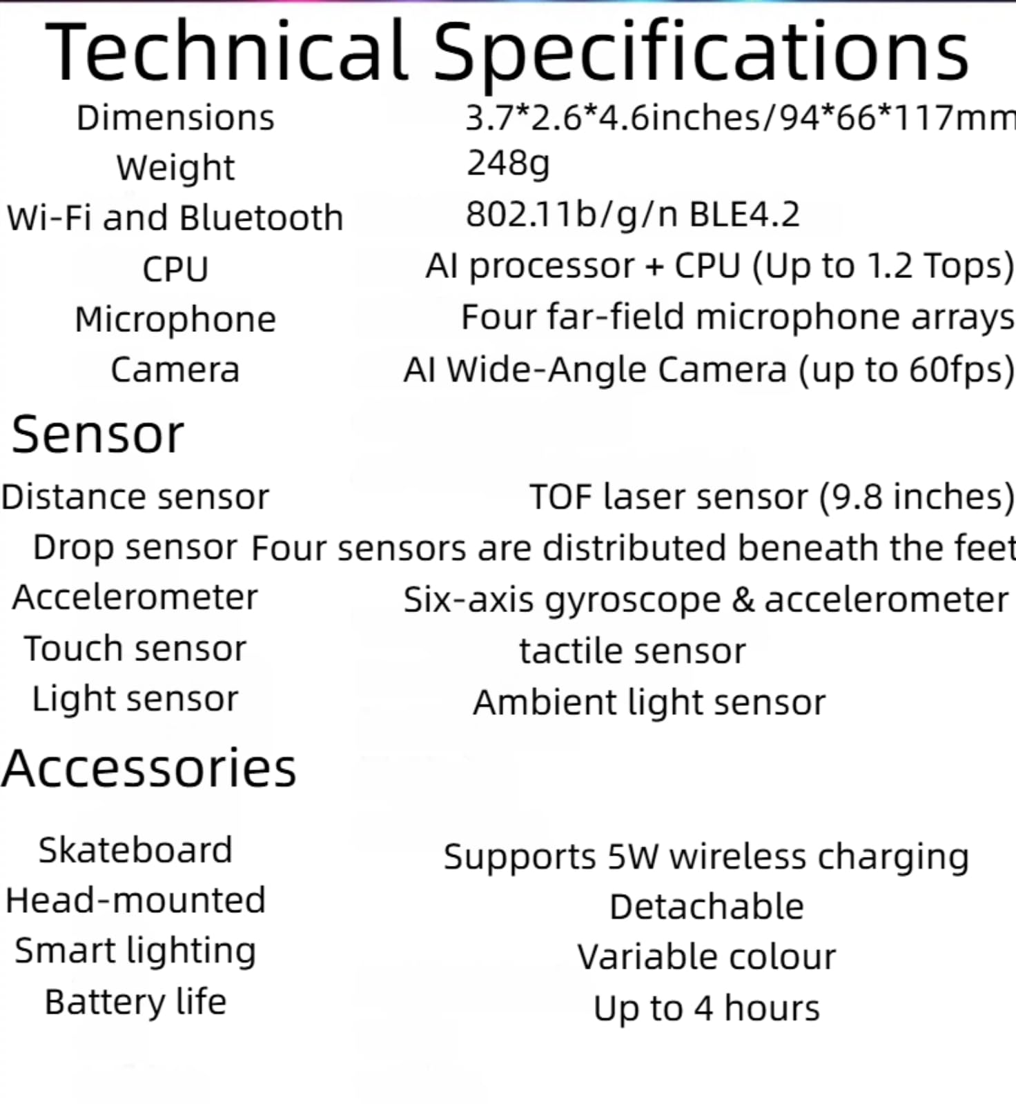 Robot compagno AI con riconoscimento facciale, interazione vocale, sensore aptico, ricarica wireless da 5 W per scrivania e casa intelligente