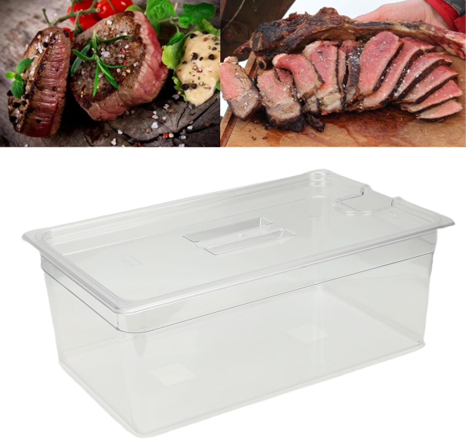 Asixxsix 25L Slow Cooker Container, Transparent Food Storage Case with Lid, Heatproof and Impactproof PP Material for Sous Vide Cookers Most Immersion Circulators, Slow Cooker Bin