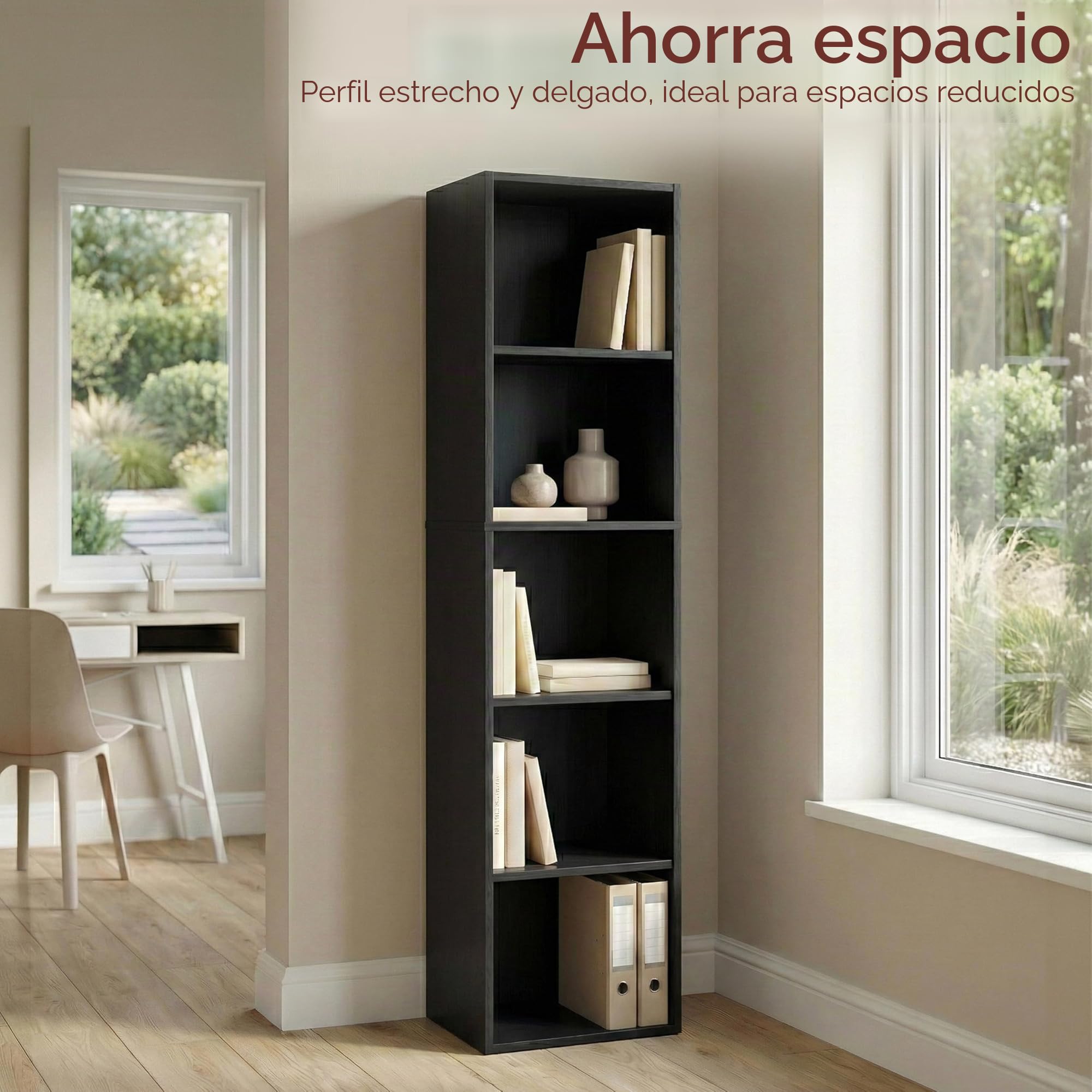 Vida Designs Estantería Oxford Cube, Madera, Black, 5 Niveles