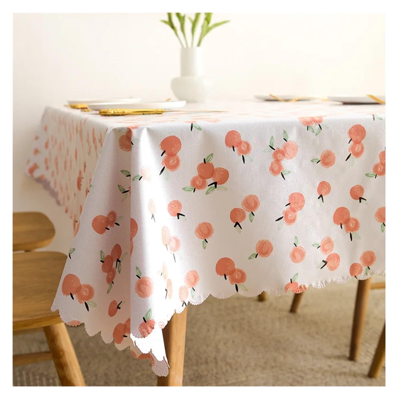 Mzsklw Apple Pattern Waterproof Tablecloth Pvc Square Tablecloth Rectangle Waterproof Table Cloth Tabletop Cover Oil Proof Wipeable Covers(,60X90cm)