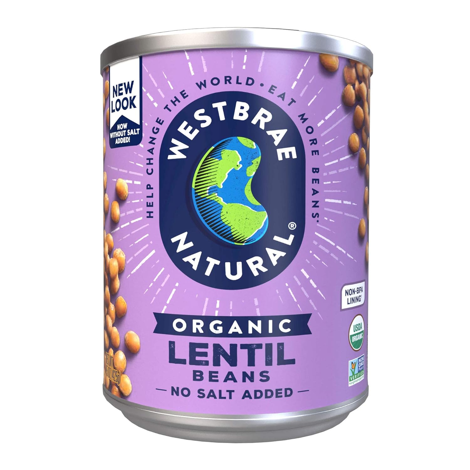 Westbrae Natural Organic Lentil Beans, No Salt Added, 15