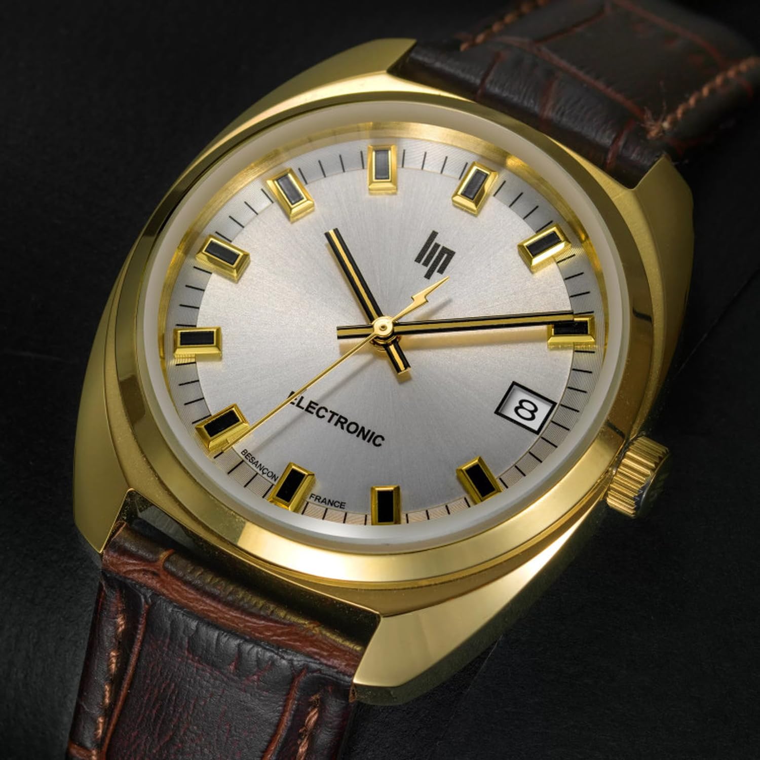 Montre Homme Lip General DE Gaulle en Cuir Marron 35 mm Etanche