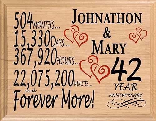 Miniatura 44 de Placa de regalo personalizada para el primer aniversario, regalo de boda para esposa, marido, pareja, él, ella, madera maciza, fabricado en los