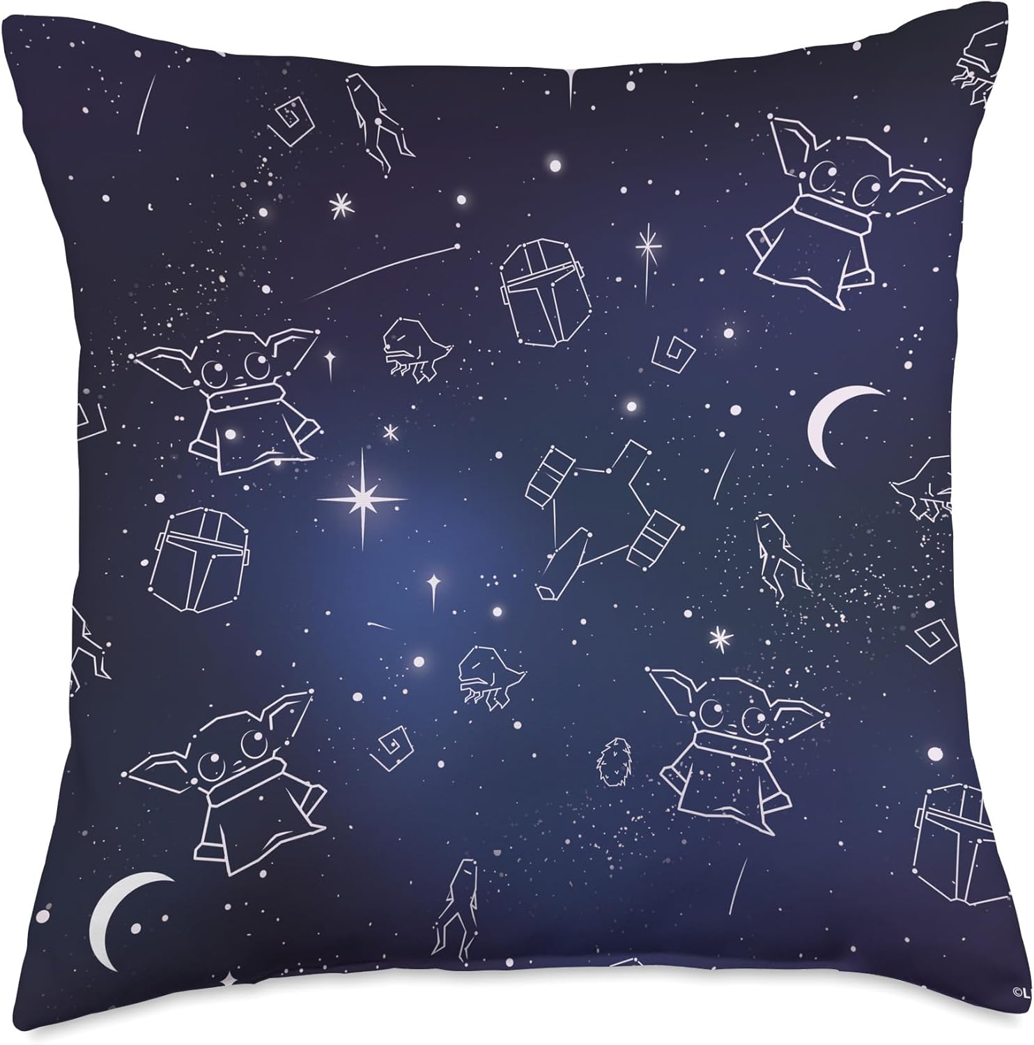 Star Wars The Mandalorian Grogu Galaxy Midnight Blue Throw Pillow