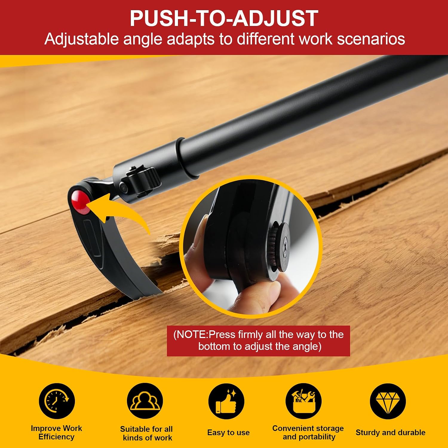 29-48 Inch Indexing Pry Bar, Gear Wrench Adjustable Pry Bars, Heavy Duty Extendable Pry Crowbar Tool with 14 Position 180° Rotating Head for Mechanics, Ironworkers and Construction