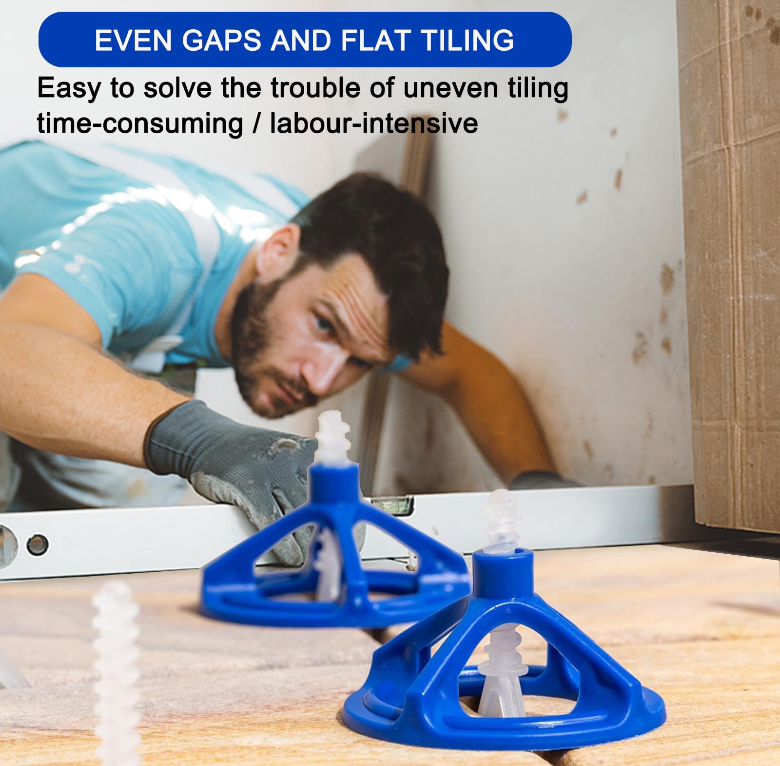 400pcs Sistema di Livellamento per Piastrelle 2mm, 300x Distanziatori per Piastrelle & 100x Cappucci di Serraggio, Cunei per Piastrelle Riutilizzabili per Livellamento del Pavimento (2mm)