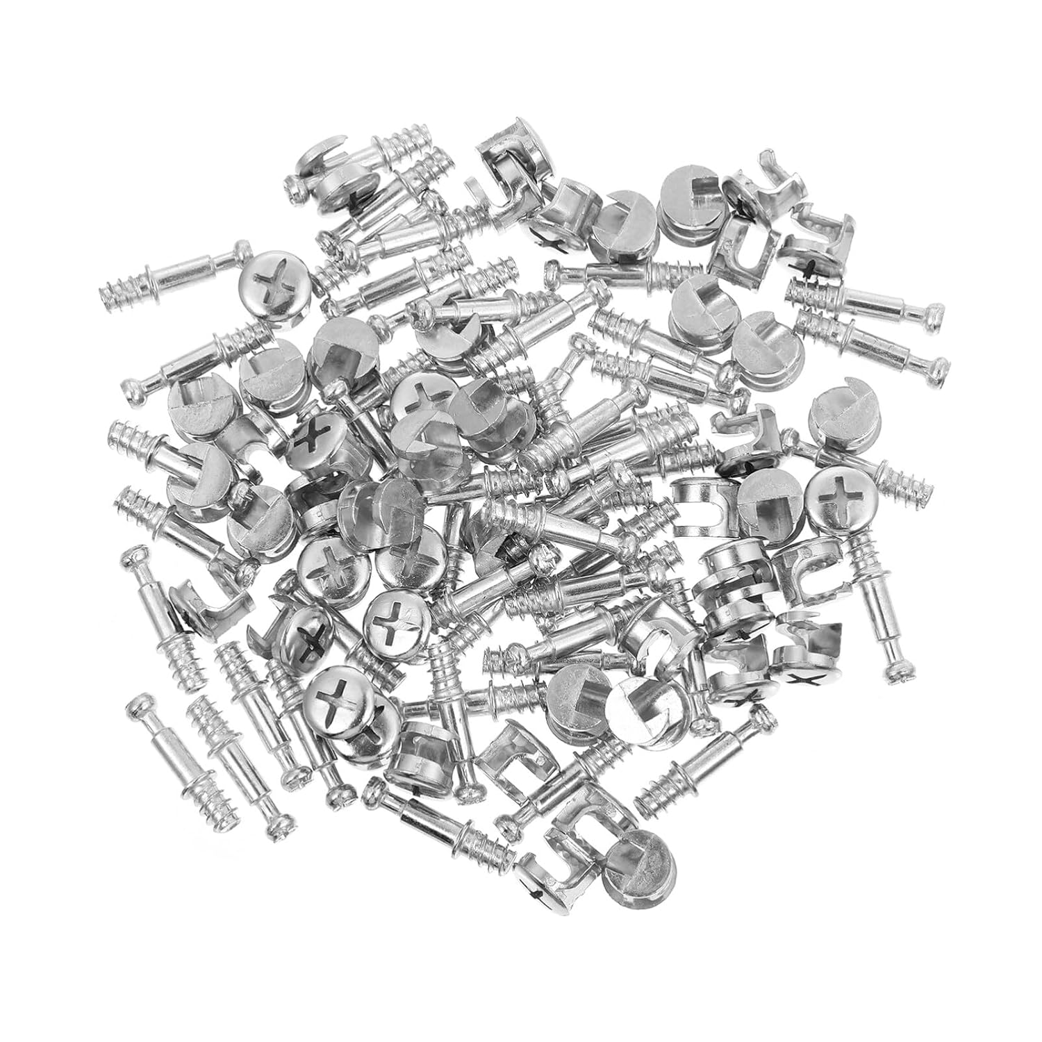 ULTECHNOVO Furniture Connecting Kit 50 Sets 2-in-1 Pre-Inserted Zinc Alloy Nuts Link Component Combination for Indoor Furniture Assembly and Quick Repair of Cabinets Wardrobes and Office
