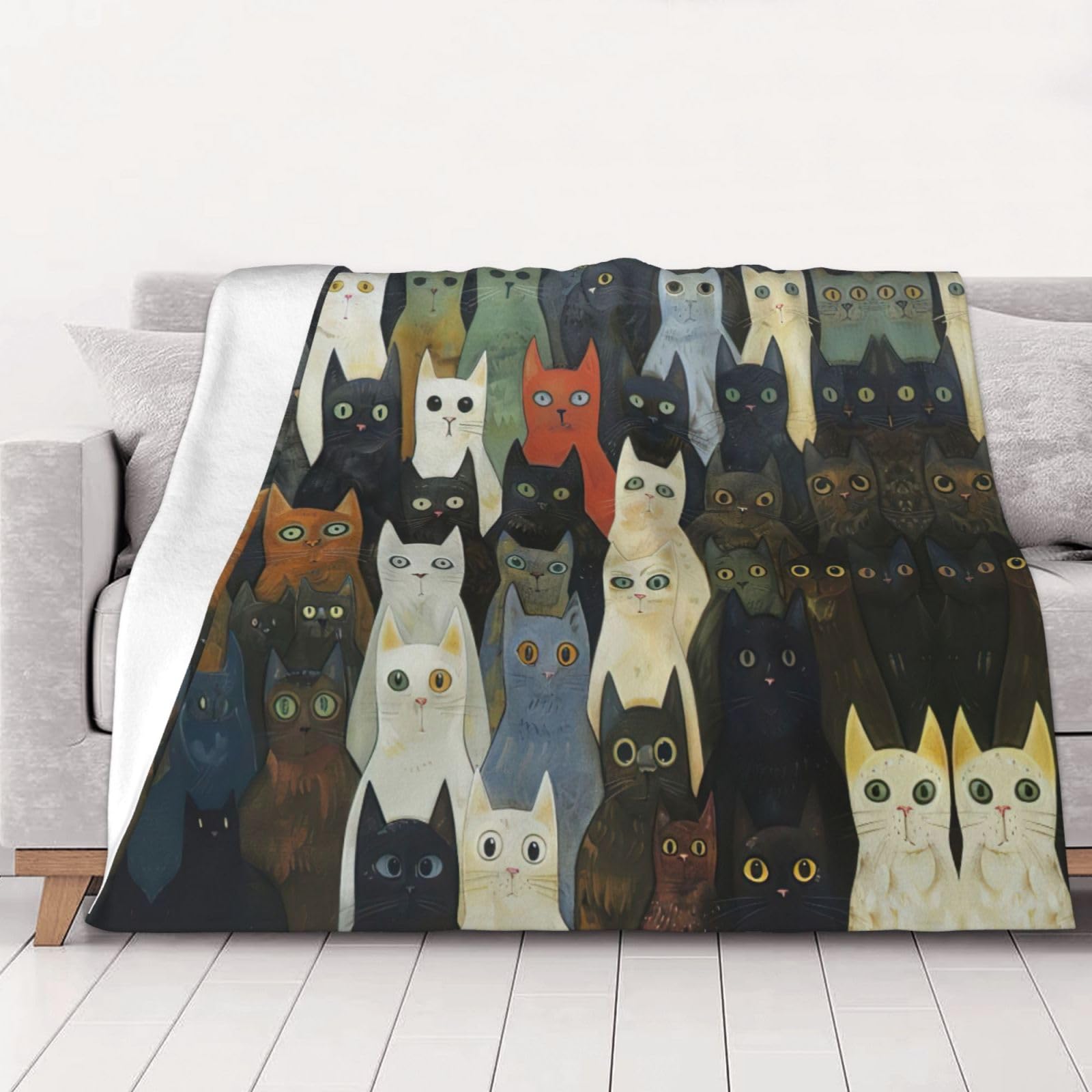 Manta de gato para sofá, cama, tamaño Queen, suave, ligera, afelpada, cálida y acogedora, manta de lujo