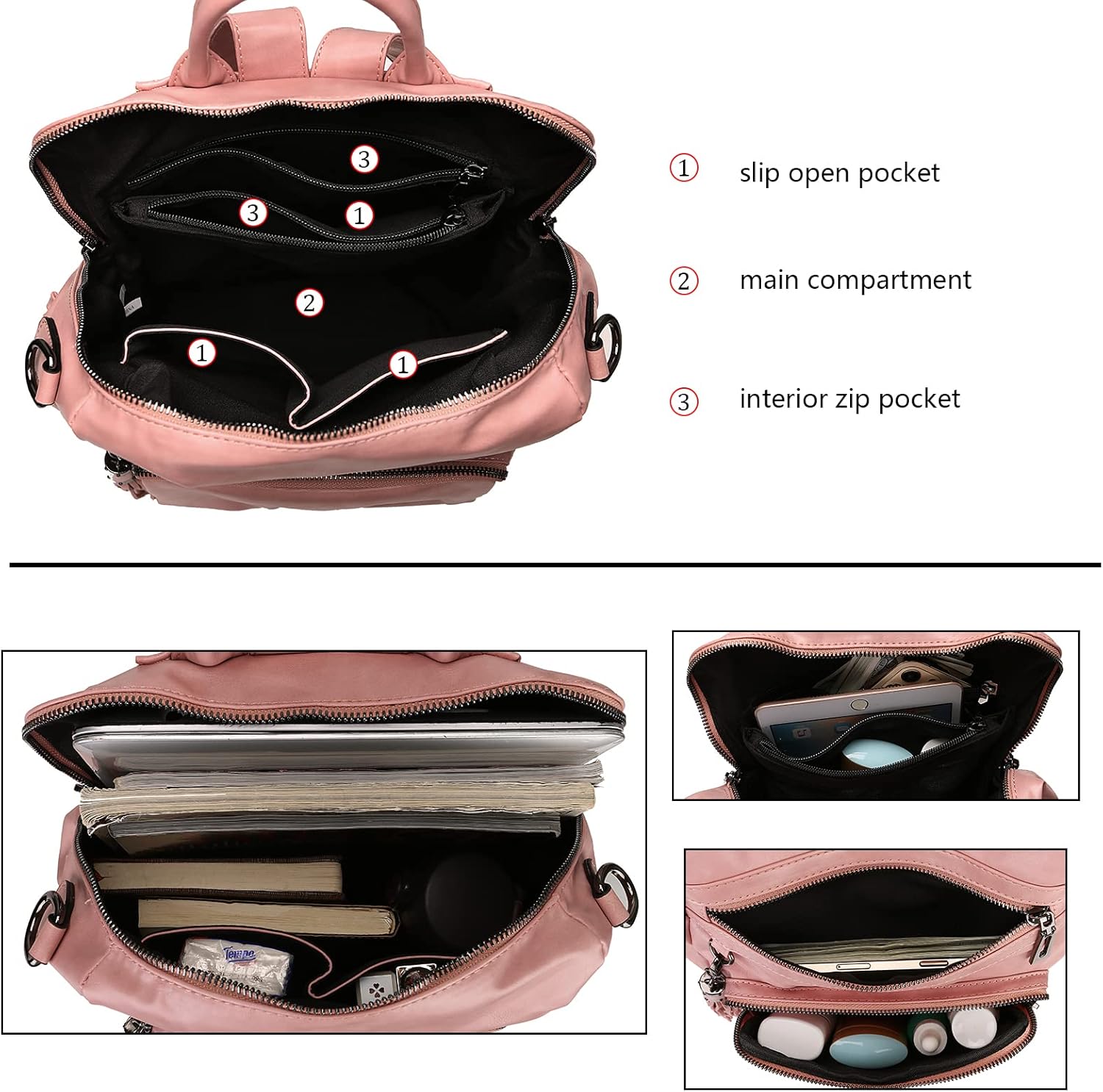 Uromee Travel Backpack Purse for Women Vegan Leather Ladies Fashion Tassel Shoulder Bag Convertible - Image 4