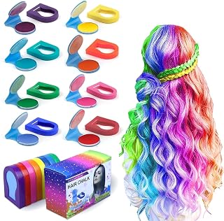 Hair Chalk for People, Hair Temporary Coloring Clamp, 8-Color Non-Sticky Washable Hair Dye, Hair Chalk for Washable Hair Makeup Kit for New Year Birthday Party Cosplay DIY, Christmas