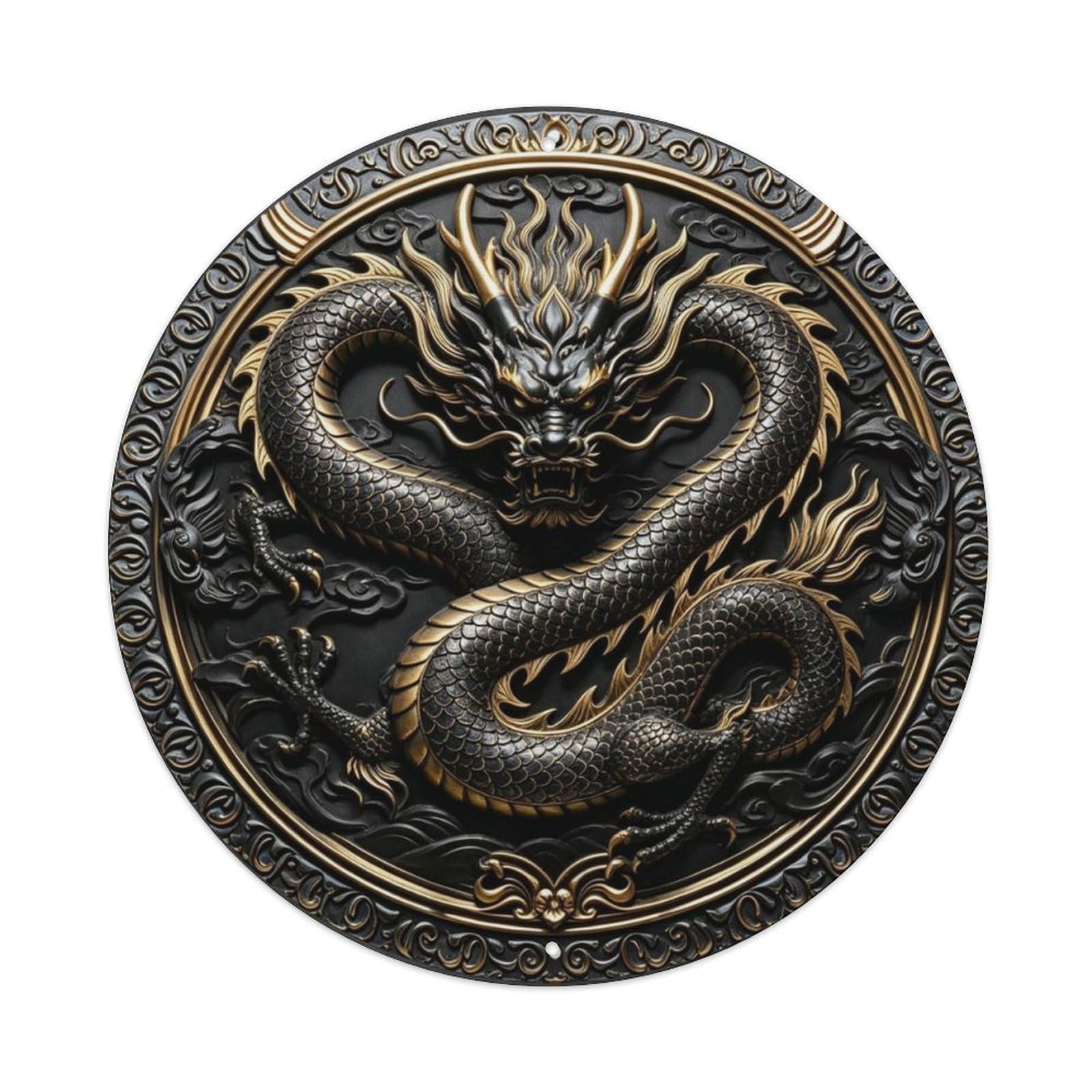 Traditional Japanese Dragon 3D Oriental Metal Tin Sign Plaque