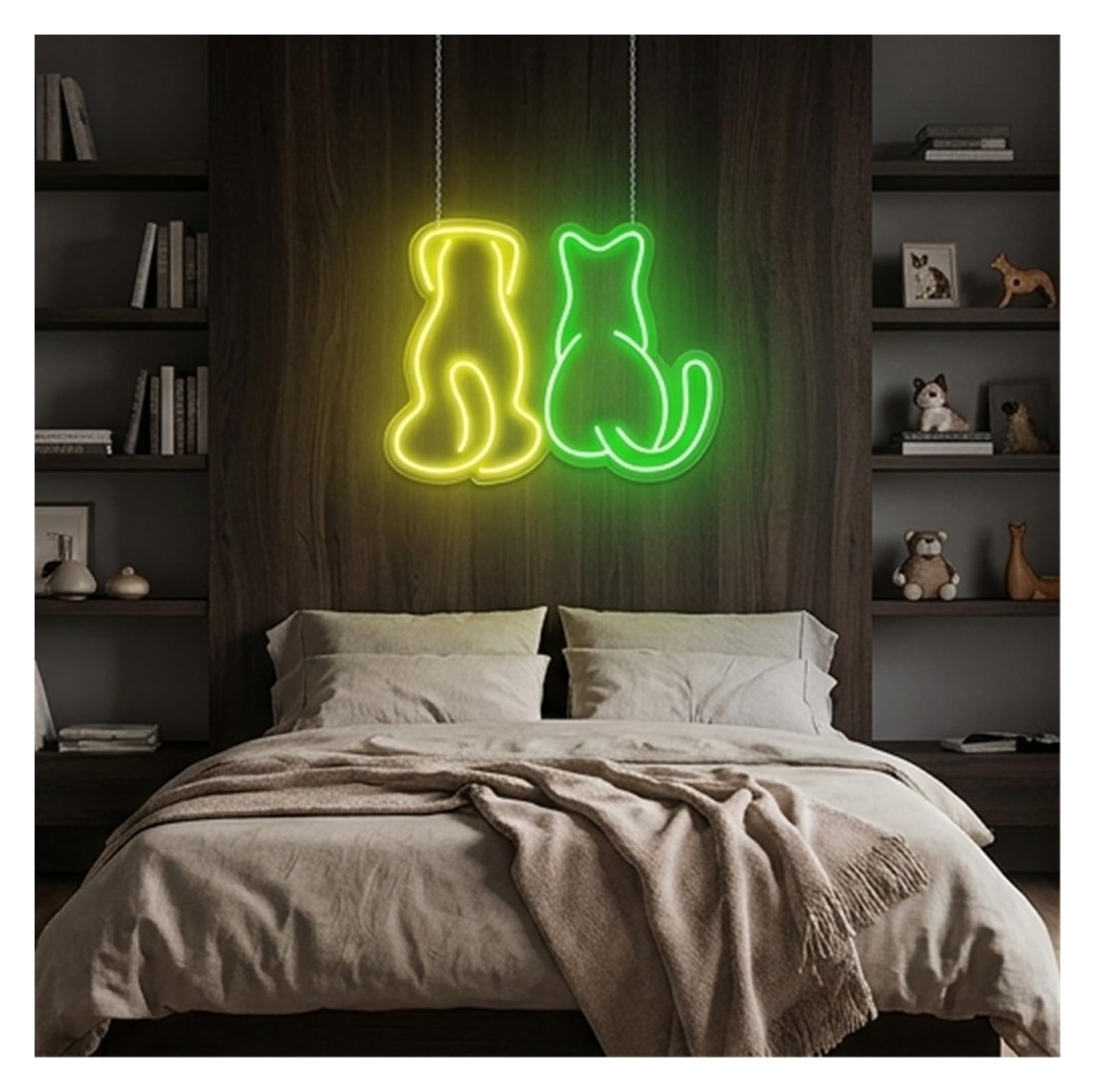 Bunte Buchstaben Lichter Leuchtreklame Mit Hund Und Katze Für Babyzimmer, Schlafzimmer, Büro, Kinderzimmer, Spielzimmer, Bar Oder Wohnzimmer 45cm