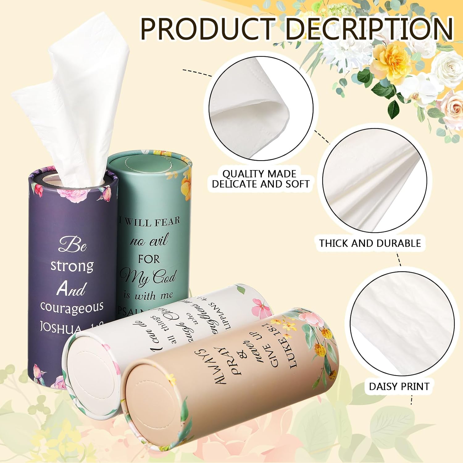 Geelin 10 Pack Car Tissue Holder Christian Bible Verses, Cylinder 3 Ply image 4
