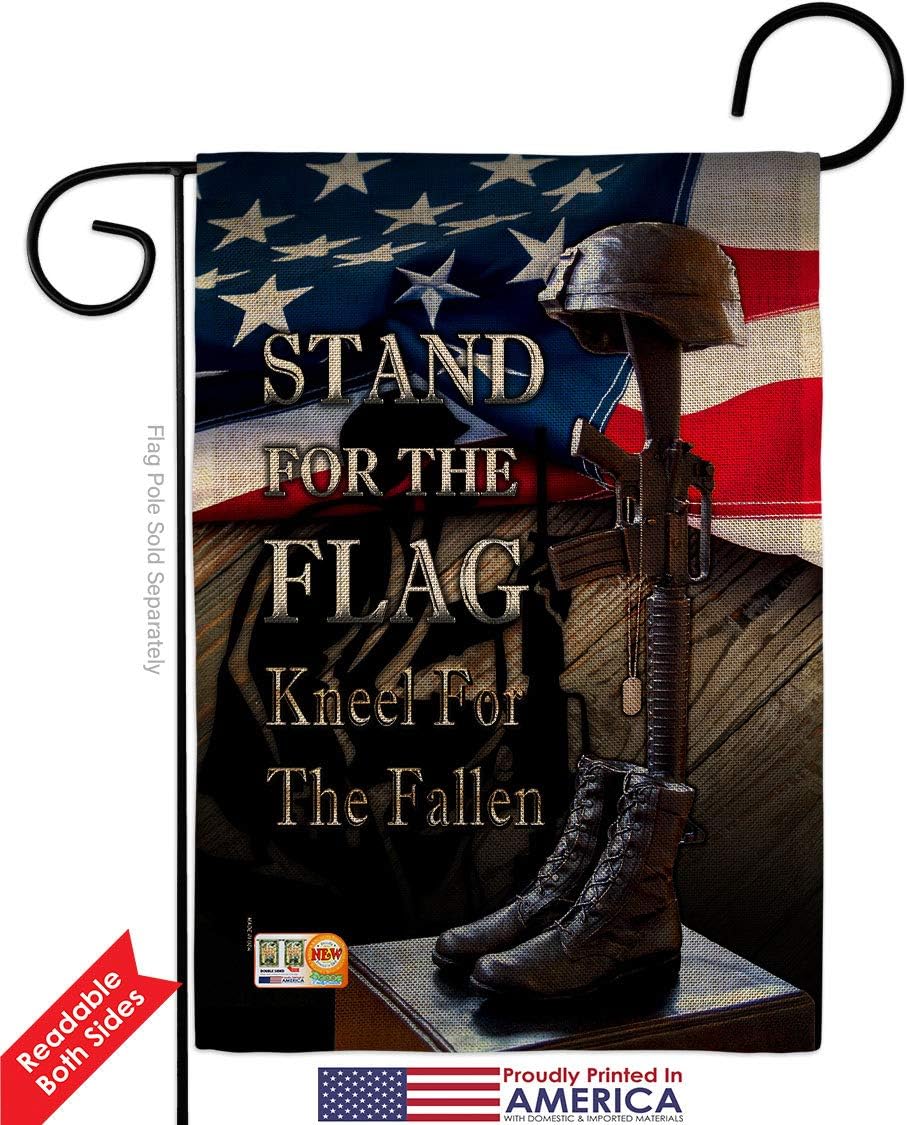 Stand For The Flag Burlap Garden Set Wood Dowel Armed Forces Military Service All Branches Support Honor United State American Veteran Official Small Gift Yard House Banner Double-Sided 13 X 18.5