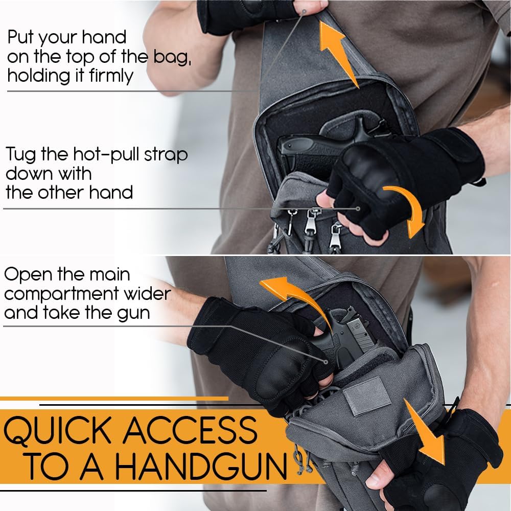 TECEUM Tactical Compact Sling Bag – CCW for Everyday – 10+ Styles – Shoulder EDC Crossbody Bag for Concealed Carry of Handgun