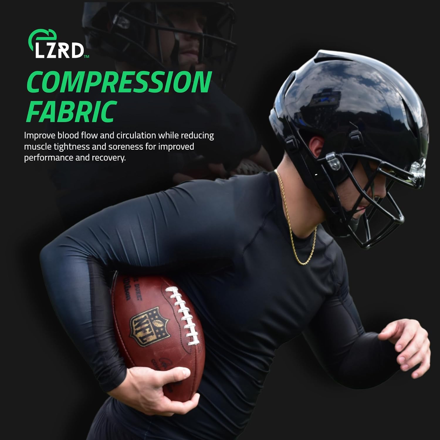 LZRD TECH Compression Shirt - Max Grip Compression Shirt with Moisture Wicking Fabric - NCAA & NFHS Legal