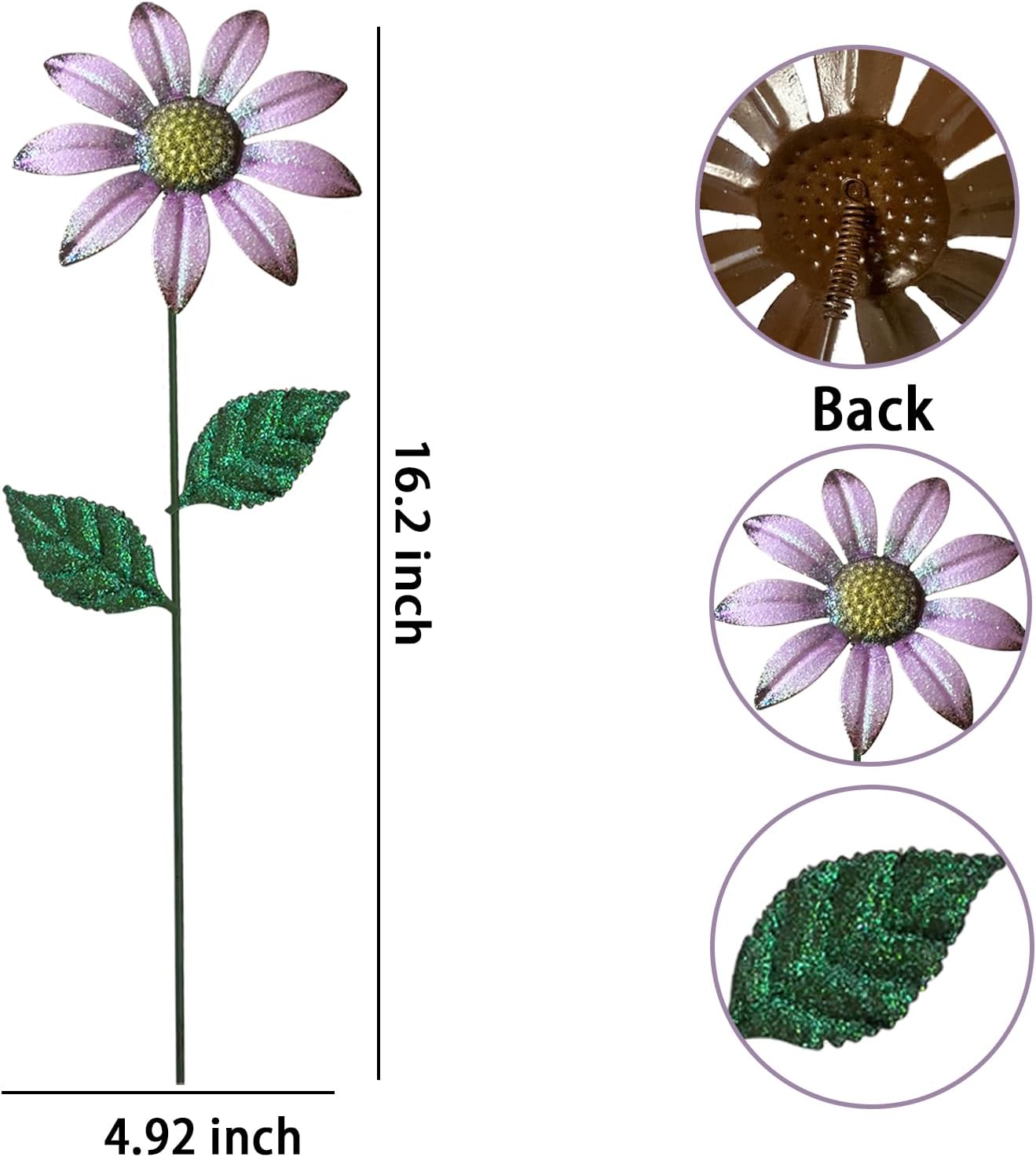 Metal Flowers for Outside, 16.15" 4-Pack Metal Colorful Butterfly & Flower Decorative Garden Stakes for Spring Garden Decor, Shaking Head Yard Art Decorations for Patio Lawn Ornaments