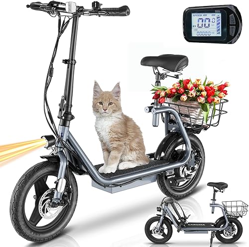 Caroma Peak 819W Electric Scooters for Adults, 48V Battery, 25 Miles Range, 20MPH Top Speed, 14" Tire, Foldable Electric Scooter with Seat for
