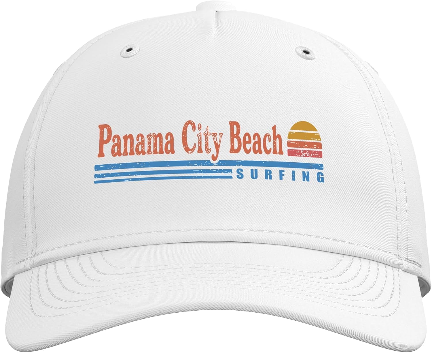 Panama City Beach Surfing Vintage Retro Beach Sunset Adjustable Baseball Hat