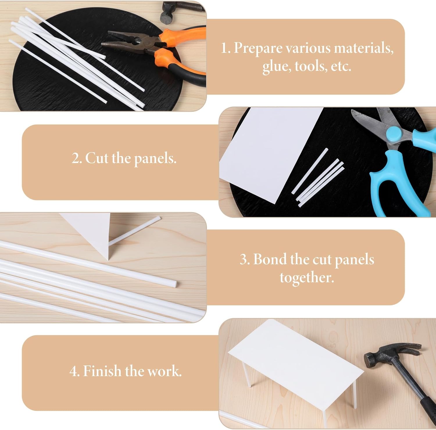 25Pcs Plastic Tubing 5 Sizes ABS White Round Bars Rod Hollow Tube for DIY Sand Table Architectural Model Making(Ø2mm 3mm 4mm 5mm 6mm, 9.8 Inch Long)