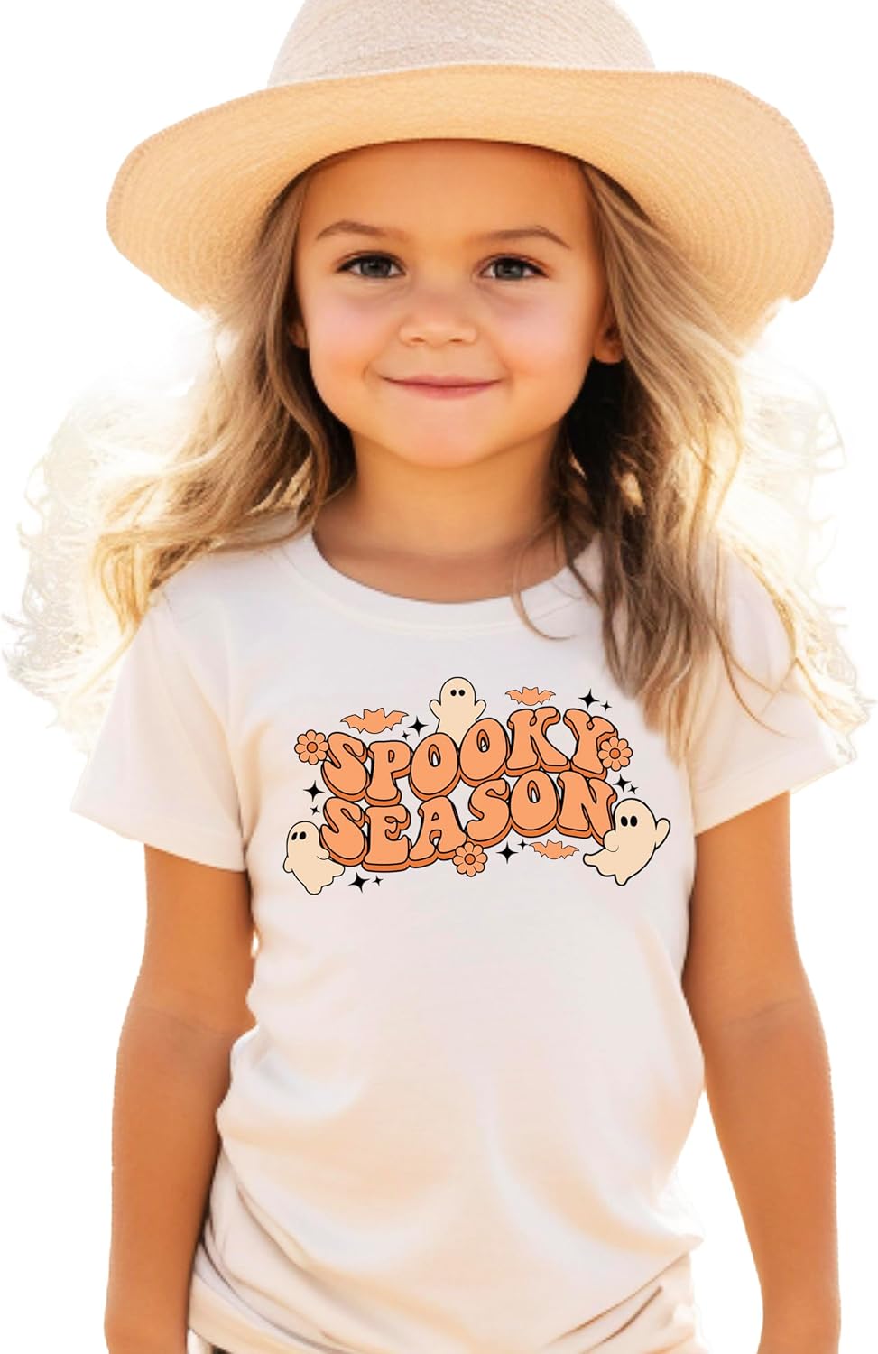 Spooky Season Groovy Ghosts T-Shirt for Baby and Toddler Youth Girls Halloween Outfit