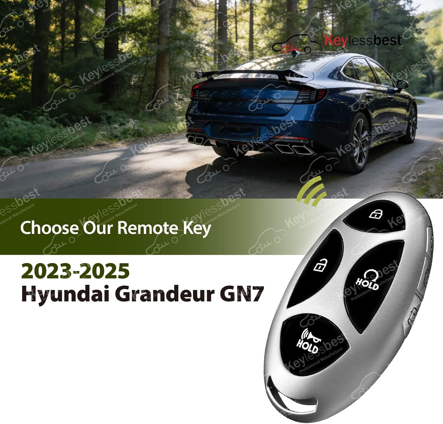 Replacement for 2023 2024 2025 Hyundai Grandeur GN7 Key Fob Remote Control 95440-N1110 7 Buttons 4A 433MHz, Silver