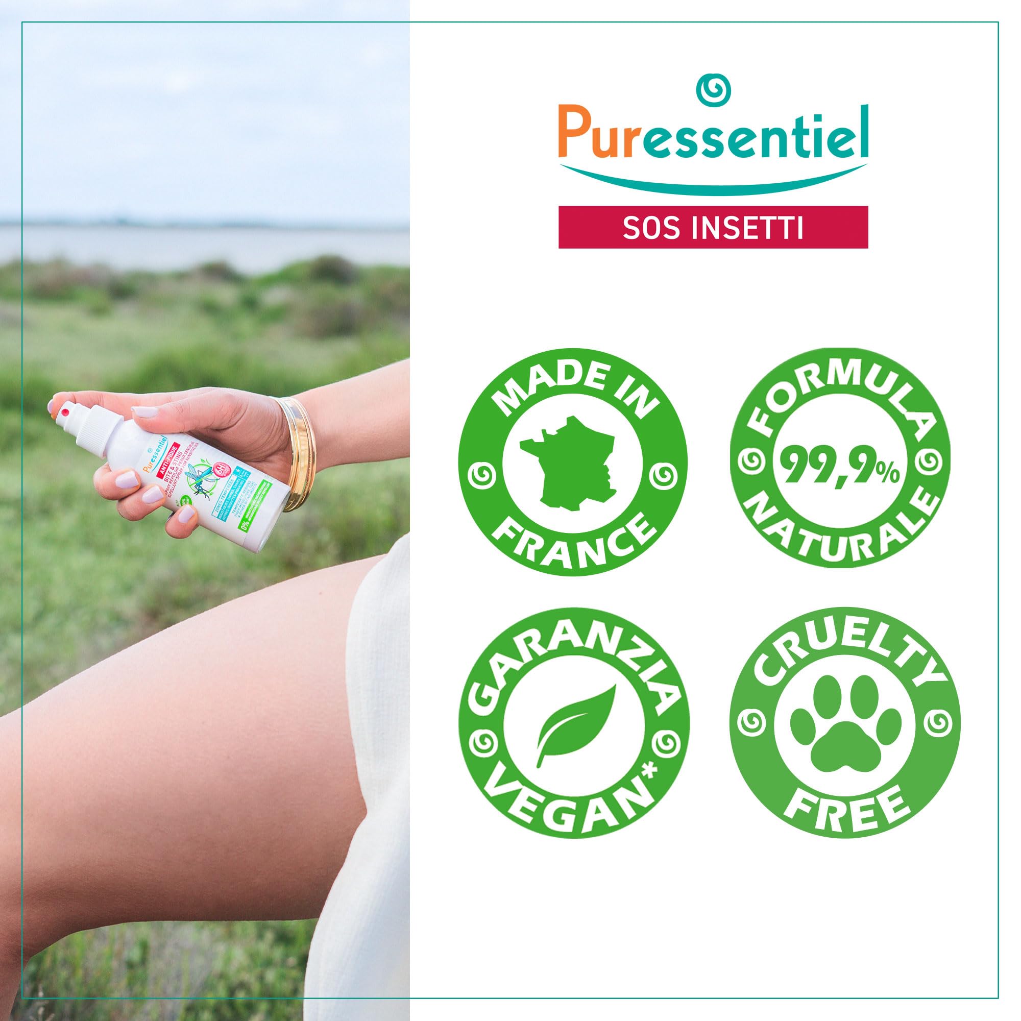 Puressentiel – SOS punture – Spray Pelli Sensibili – Protezione efficace e duratura – Attivo 100% origine naturale – Non unge e non appiccica – Fino a 8 ore di idratazione – Dai 6 mesi – 100 ml