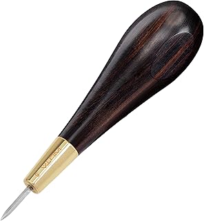 WUTA Stitching Awl Diamond Shape Awl Ebony Blackwood Handle Leather Craft Sewing Awl Kits Handmade Sewing Tools DIY Stitcher Taper, 3mm 1pcs