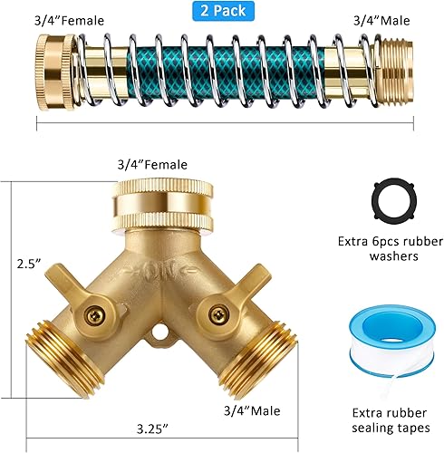 Miniatura 8 de Ipow Conector adaptador para manguera de jardín separador Y  7arandelas de hule para manguera con cómodo agarre