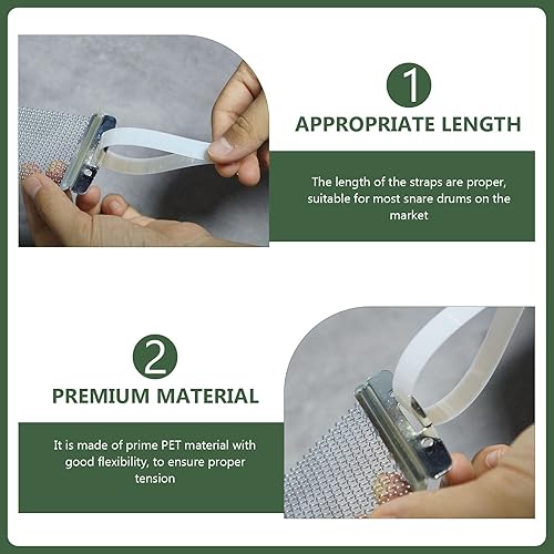 Miniatura 2 de Correas de tambor de trampa, 6 piezas de tiras de montaje de alambre de Mylar de 9.84 pulgadas, piezas de alambre para marchas y tambores