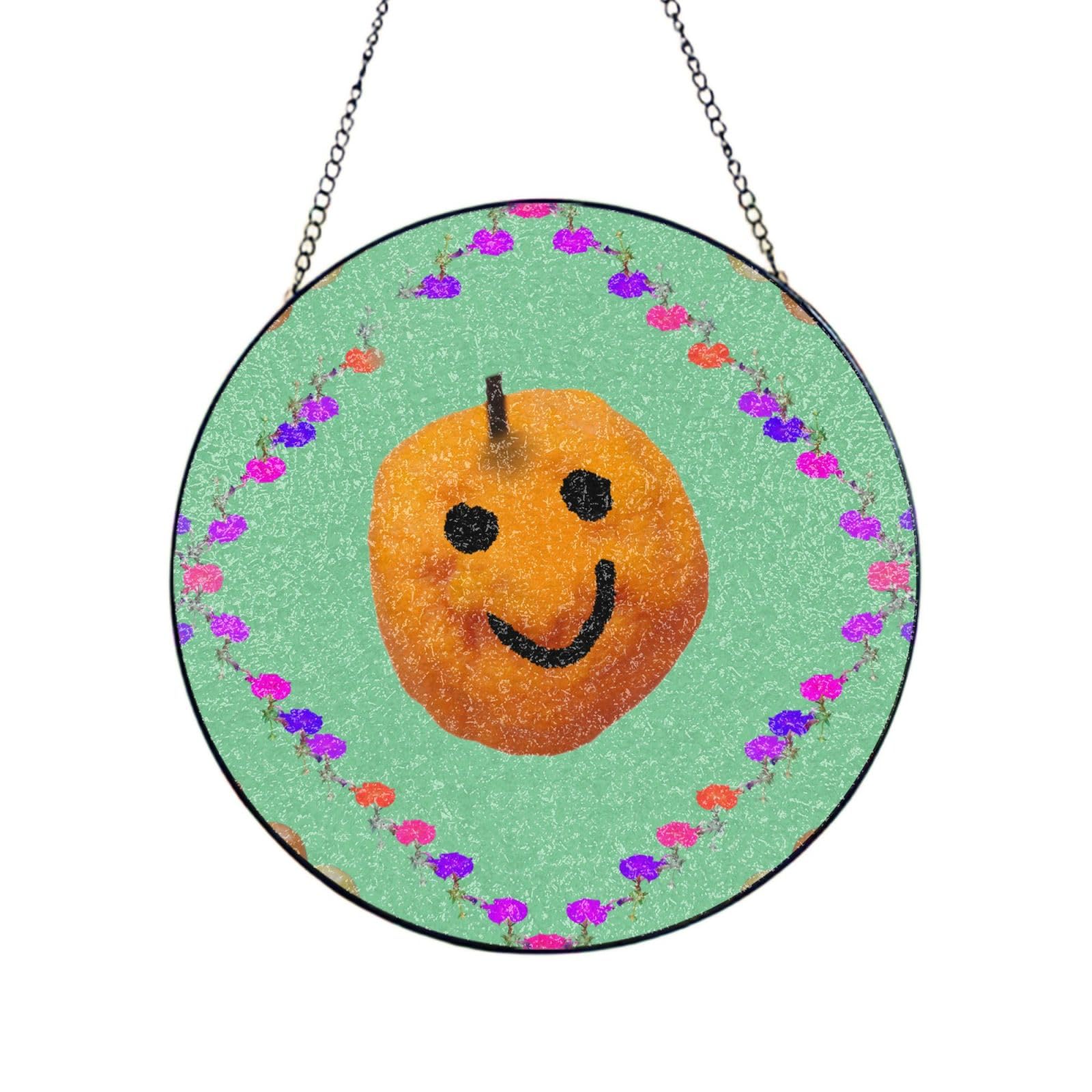 Phayah Citrus Print Stained Glass Window Hanging Suncatcher For Door Terrace Garden Home Decor Sun Catcher Birthday Gifts For Lovers Dad Mom 8in（20cm）
