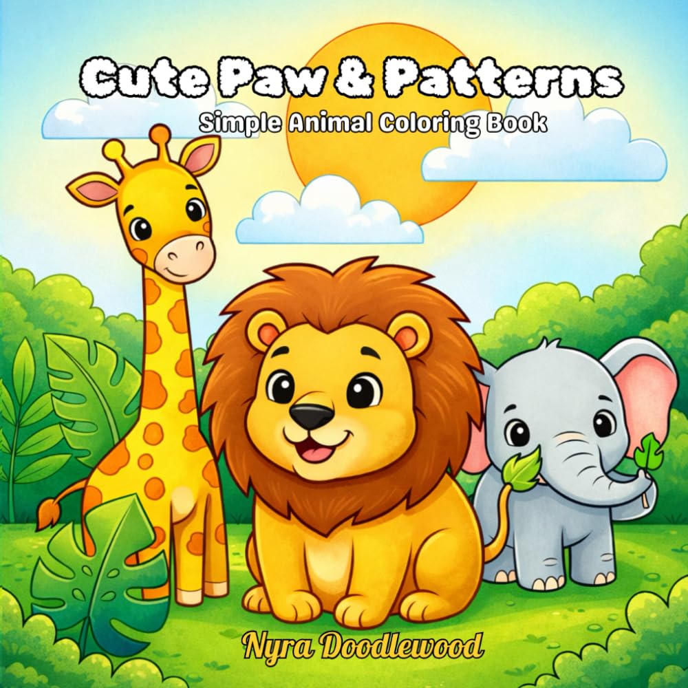 Cute Paw & Patterns: Simple Animal Coloring Book
