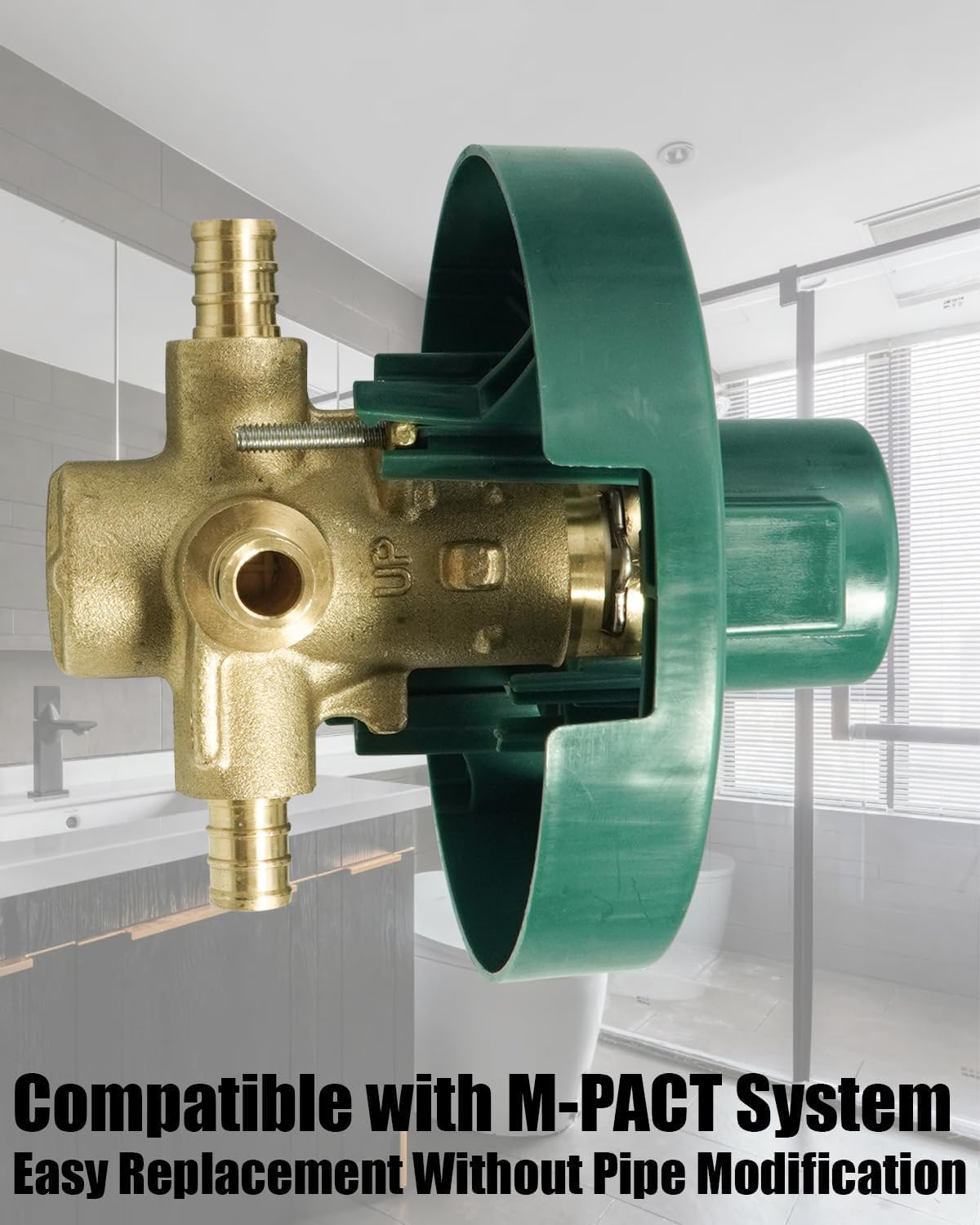 FP62325PF Pressure Brass Balancing Shower Shower Valve Fit for Moen M-PACT Universal Valve System Posi-Temp Tube Cycling Stops, 1/2-Inch IPS Crimp Ring PEX Connection