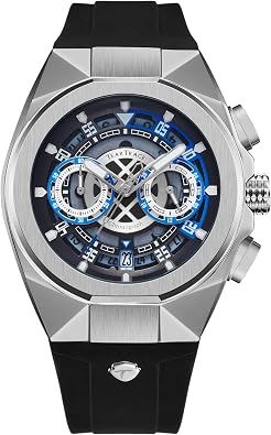 TEARTRACE Mens Watches Silver Watches for Men Chronograph Analog Waterproof Luminous Mens Wrist Watch with Silicone Stap Relojes para Hombres Gifts for Men