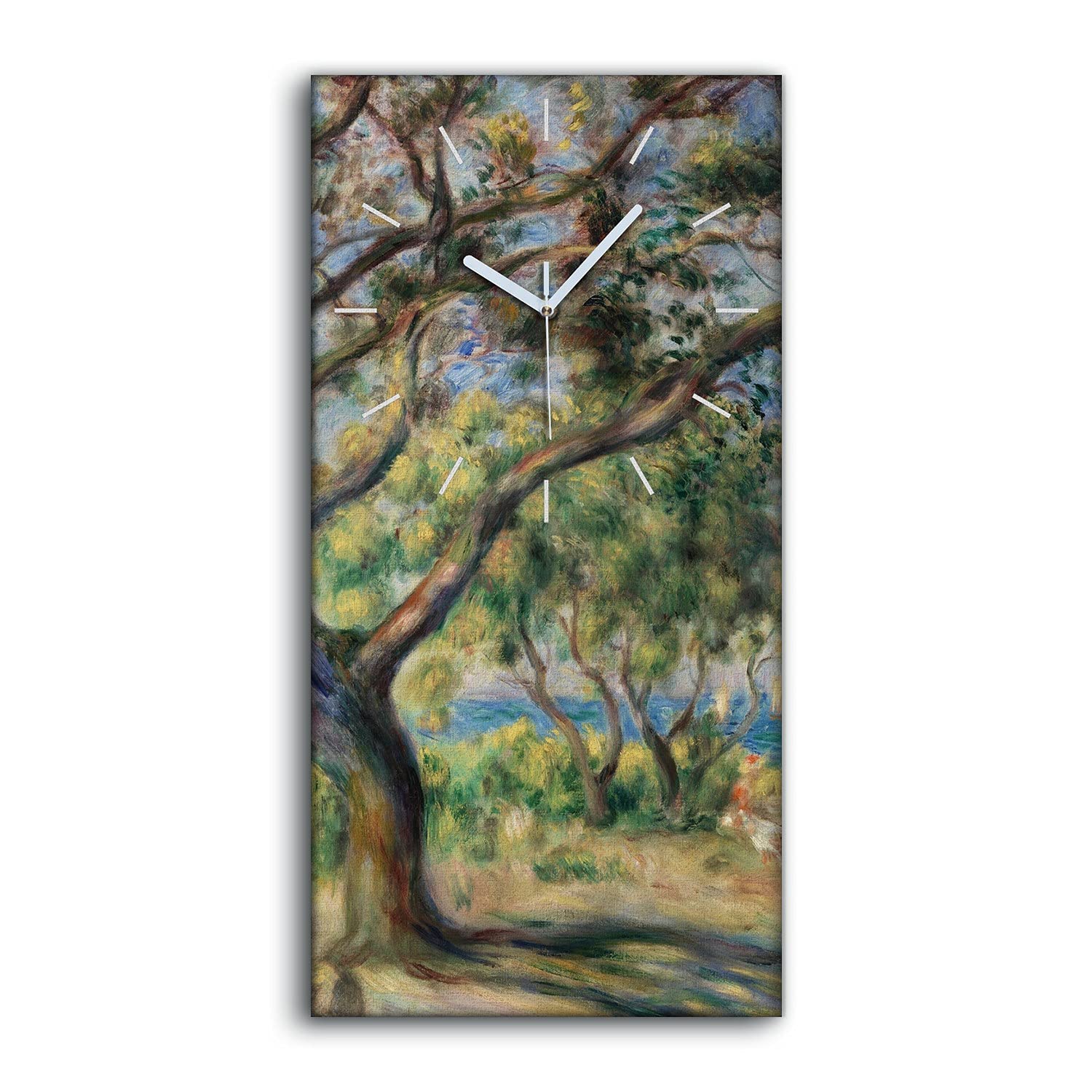 Horloge sur Toile Arbres et Mer pour une Chambre Zen sans Tic-Tac