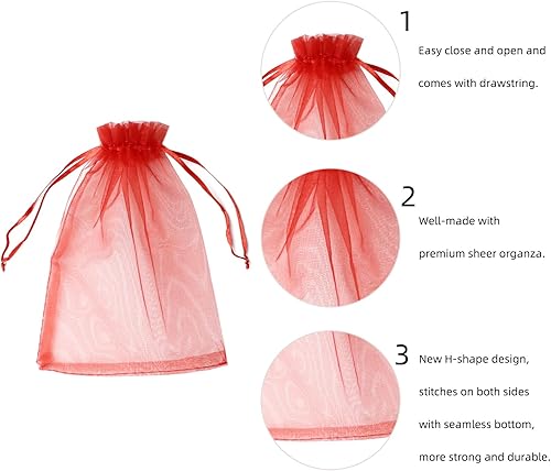 Miniatura 40 de Wudygirl 100 bolsas de organza gris transparente de 5 x 7 pulgadas con cordón transparente, bolsas de joyería para fiestas, bodas, vacaciones