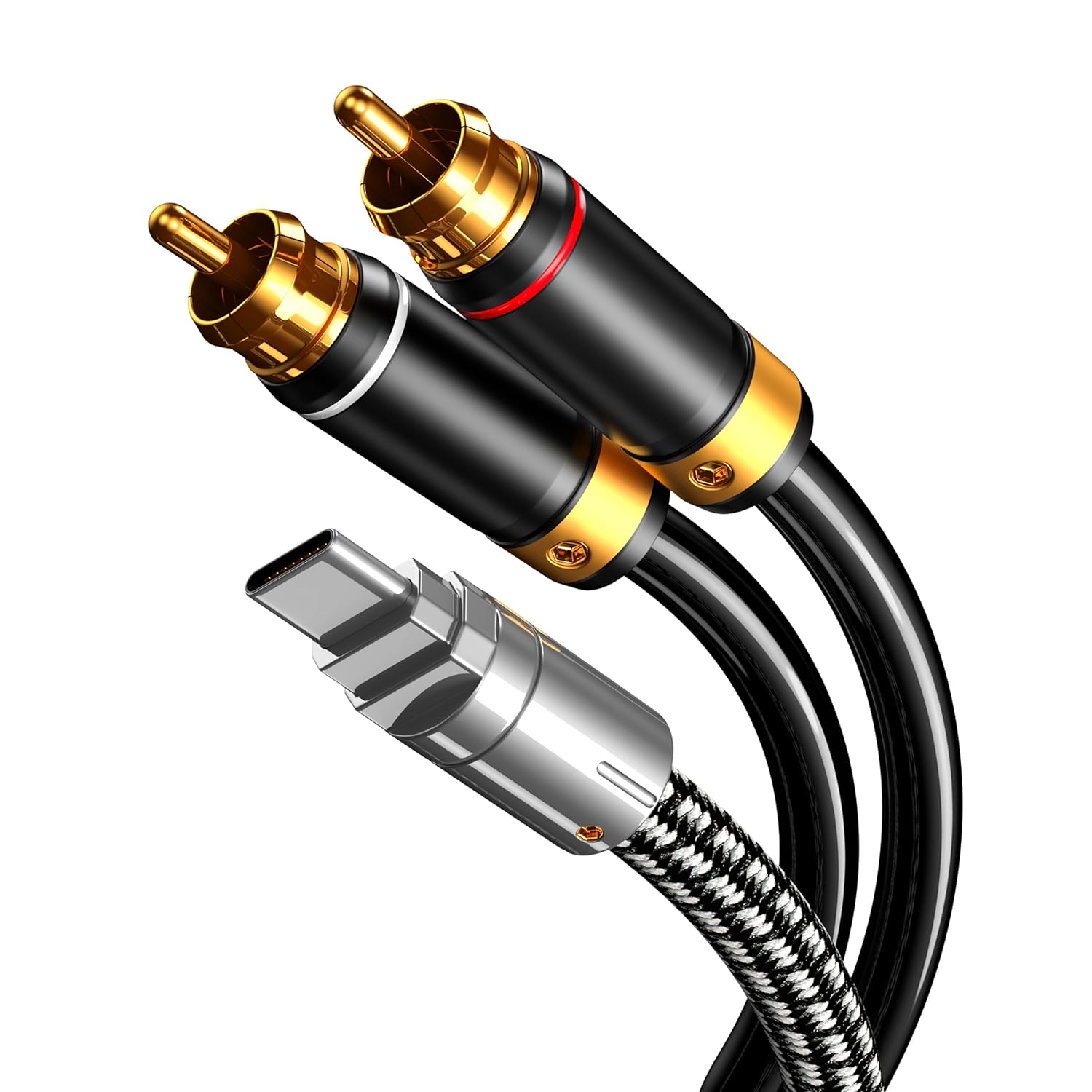 USB C to 2 RCA Audio Cable 6.5FT, Audiophile USB Type C to 2RCA Male Jack Plug Y Adapter Cord Compatible with iPad Pro,MacBook,Home Theater,DVD,Amplifier,Car Stereo