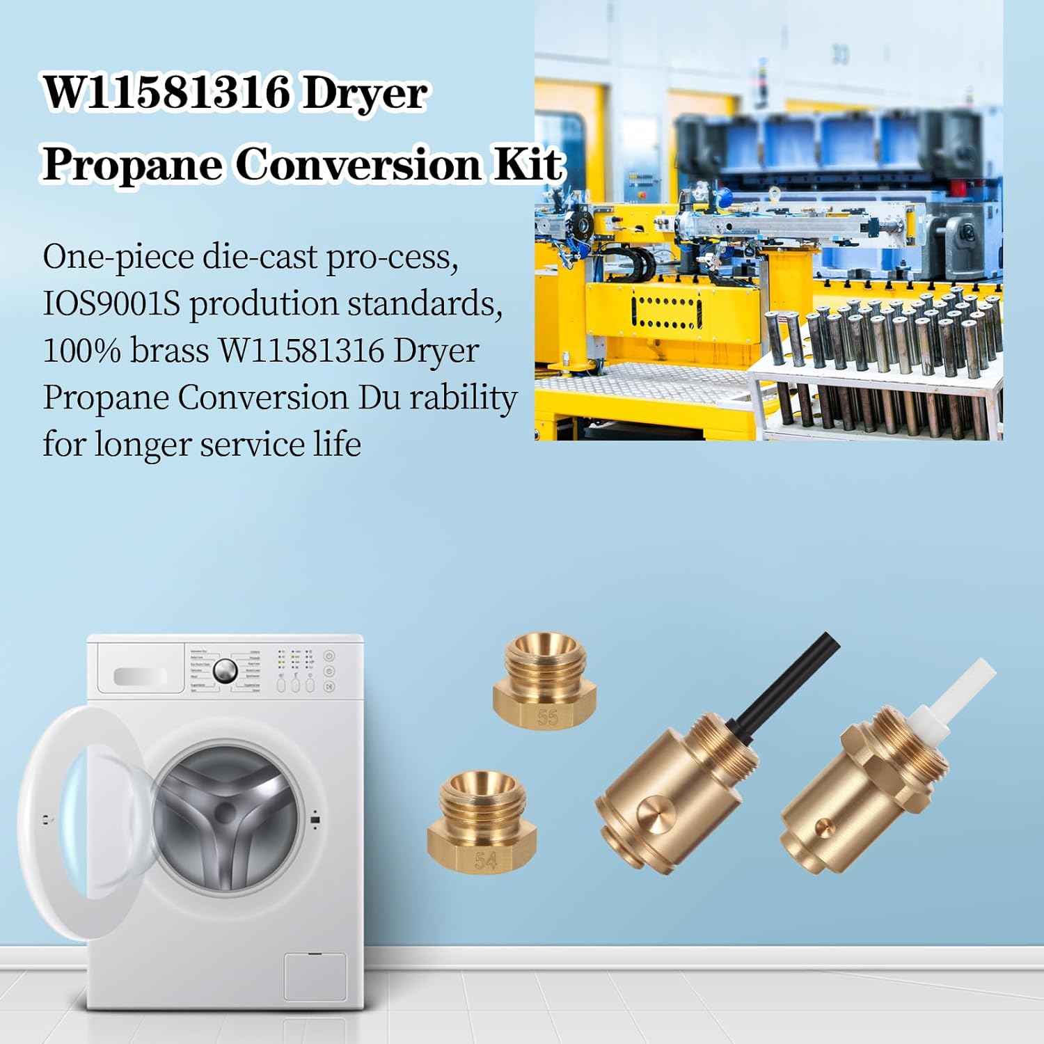 W11581316 Dryer Propane Conversion Kit For 29-Inch Whirlpool, Armada, Maytag, Kenmore 22000 BTU/Hr Liquid Propane Conversion Dryers