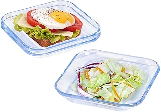 Set of 3 Clear Square Tempered Glass Salad Dessert Plates - 7 Inch Toast Plates, Ideal for Appetizers, Snacks, Fruits, and Dinner - Dishwasher Safe